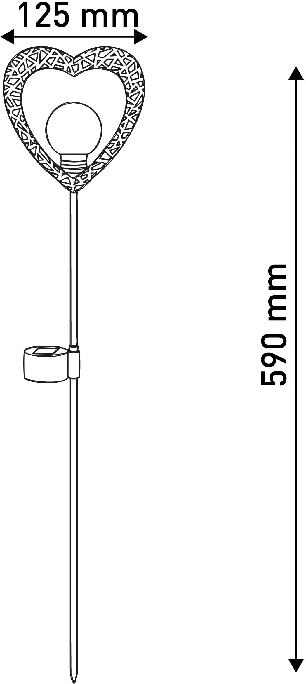 näve LED Solarleuchte »Herz«, 2 flammig-flammig, 2er Set, Erdspieß, Höhe: 59cm, LED warmweiß, inkl. Akku