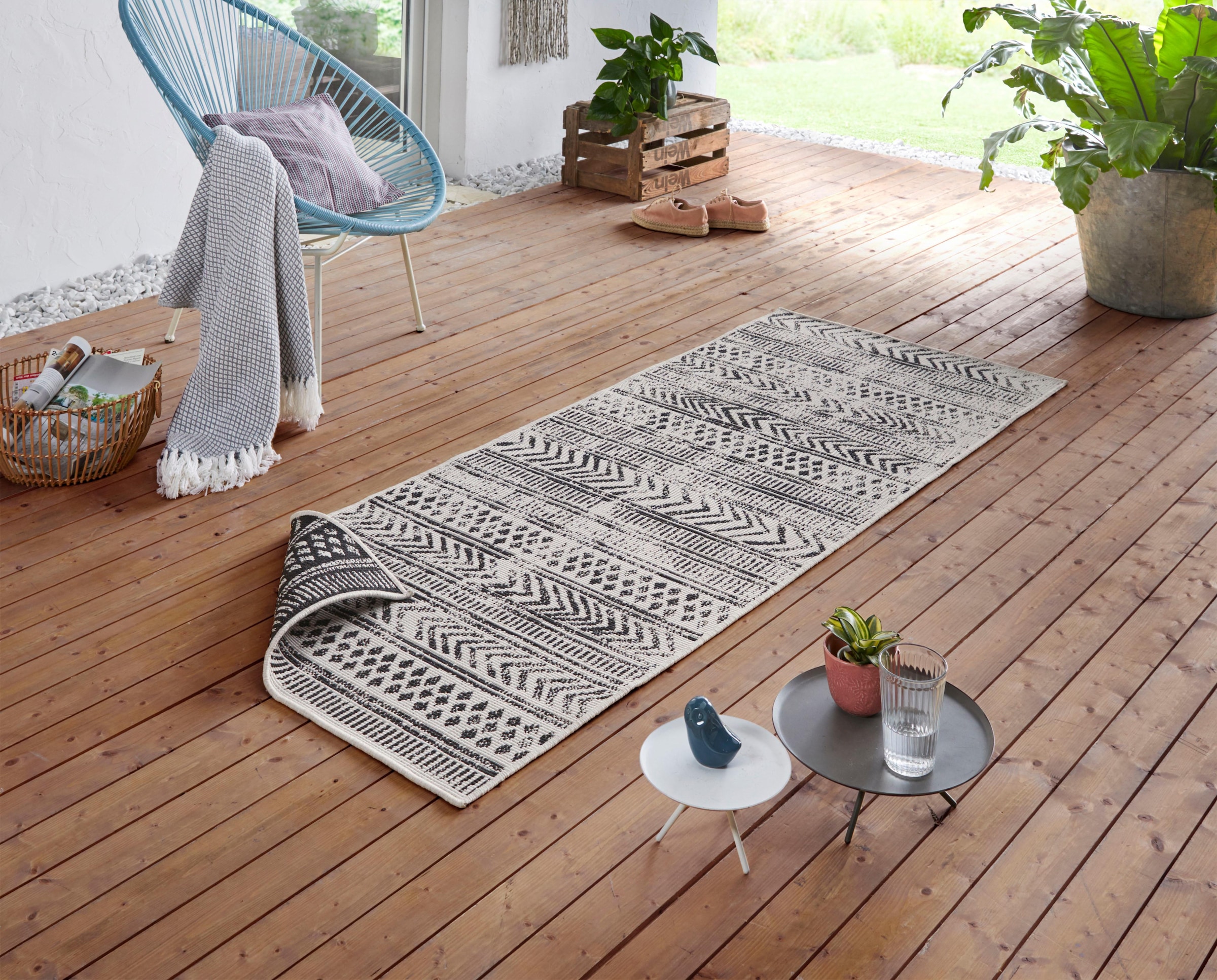 NORTHRUGS Läufer »BIRI«, rechteckig, In-& Outdoor, Wetterfest, Balkon, Garten, Wohnzimmer, Wasserfest, Boho