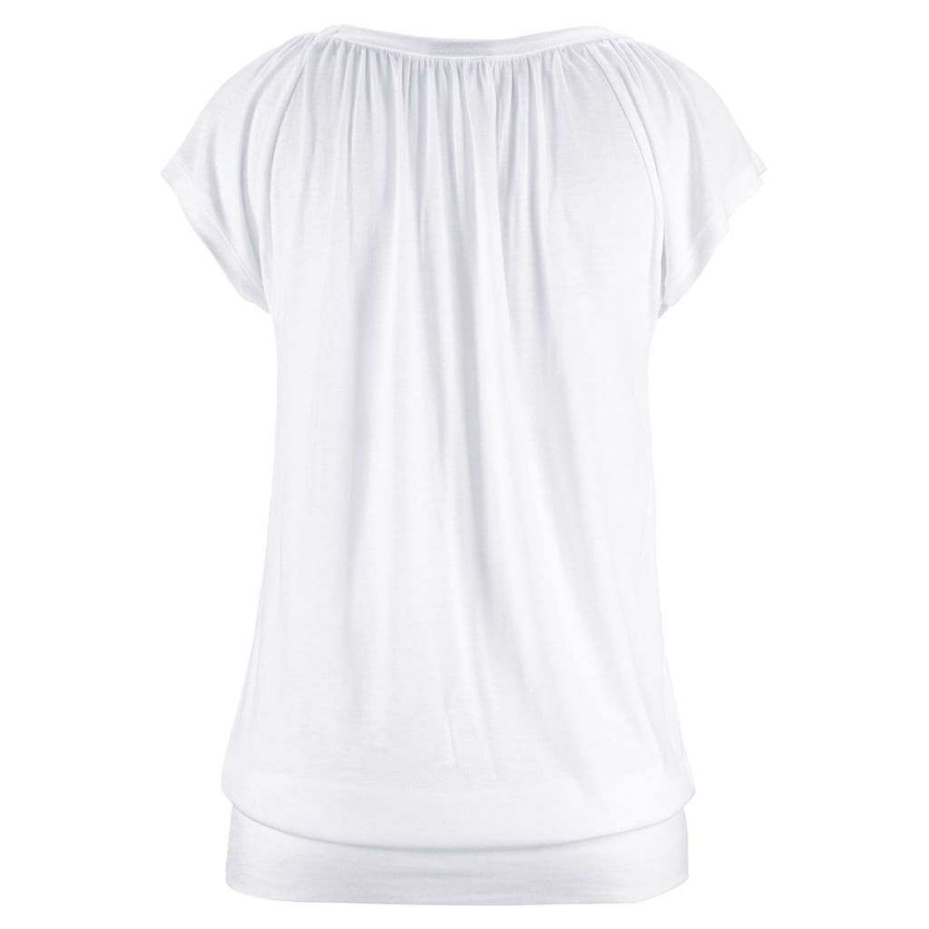 LASCANA V-Shirt, mit breitem Gummizugbund, T-Shirt mit V-Ausschnitt, Basic