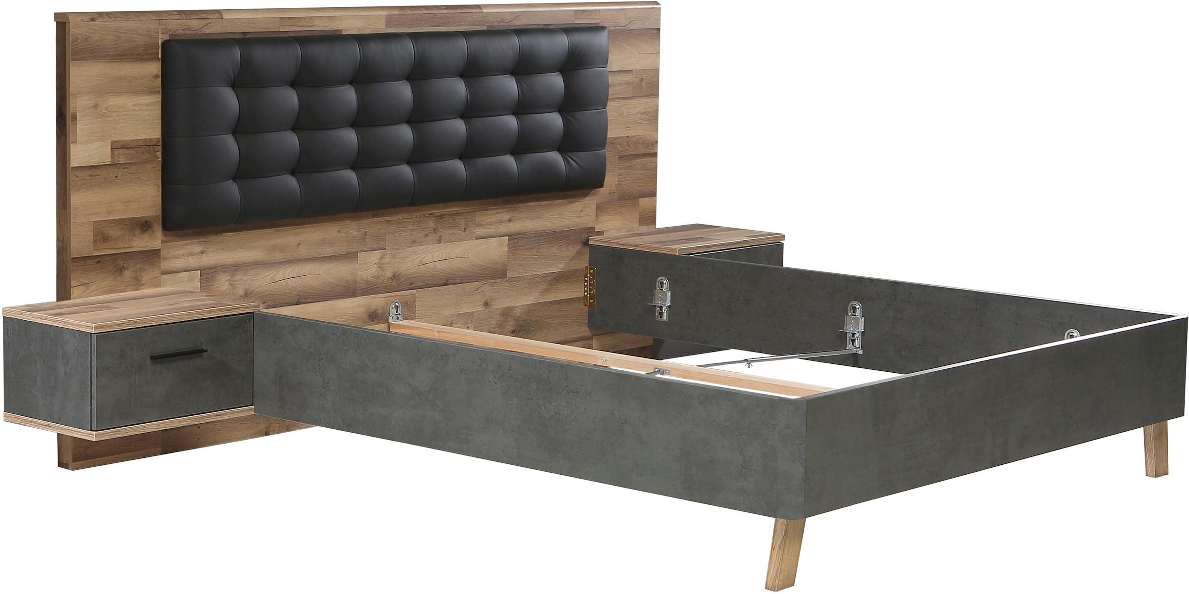 FORTE Bettanlage "Ricciano" Set, 3 Stk. tlg. mit 2 Nachttischen und Polster günstig online kaufen