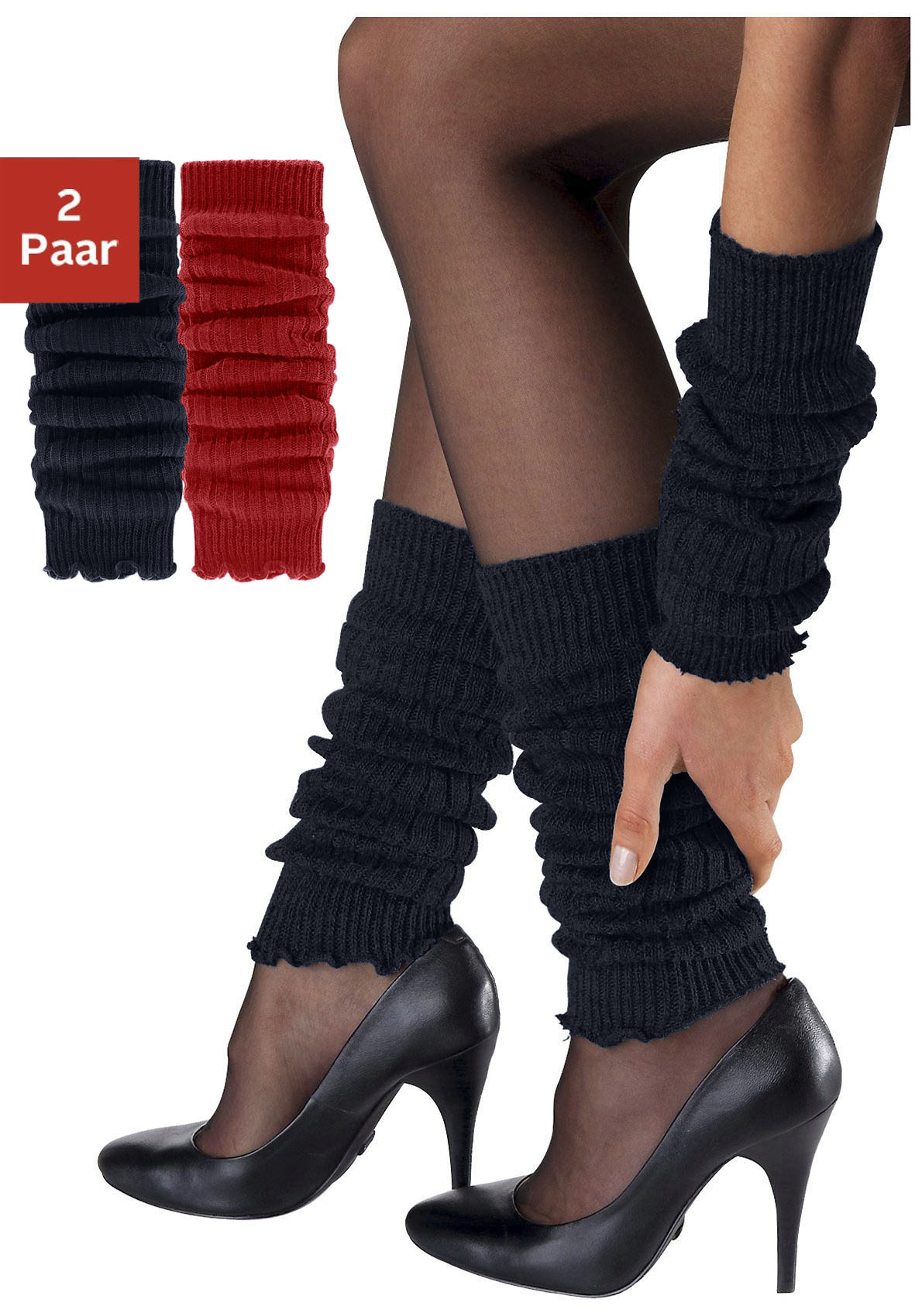 Lavana Beinstulpen "gestrickte Beinwärmer und Armstulpen für Ballett, Tanz, Sport" 2 Stk. mit 30% Wolle, gerippt, bequem und warm