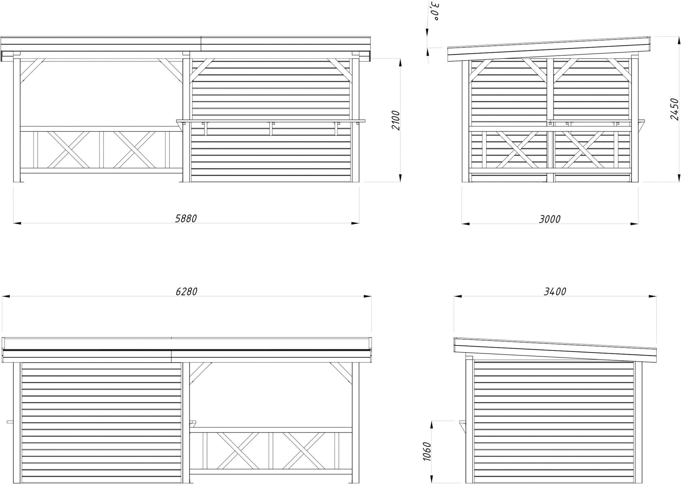 Palmako Holzpavillon »Lenna 16,6 m² Set 310« BxTxH: 628x340x245 cm