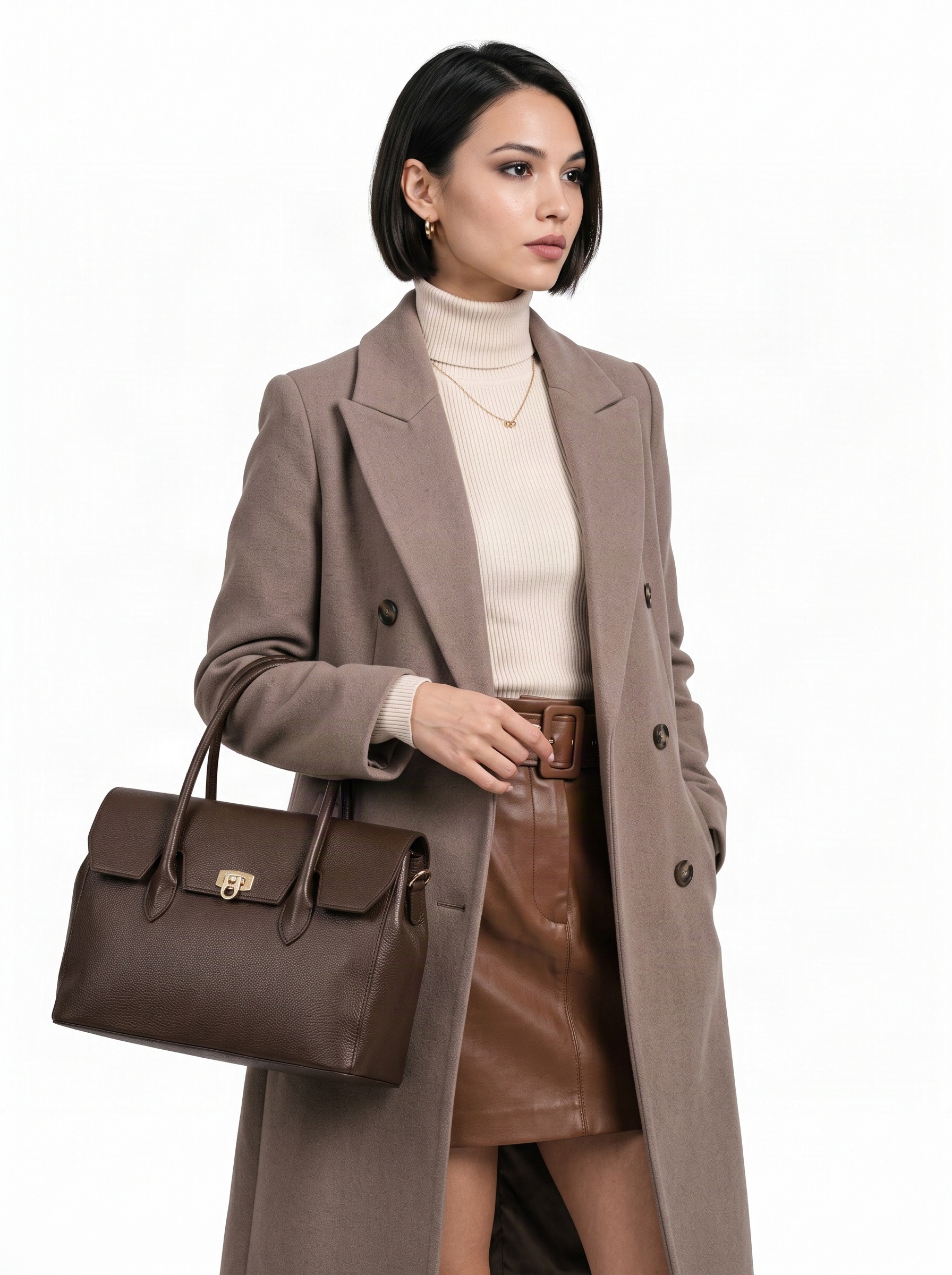 forty° Henkeltasche »FORTY° Damen LANTORA echt Leder, Made in Italy« echt Leder, Made in Italy