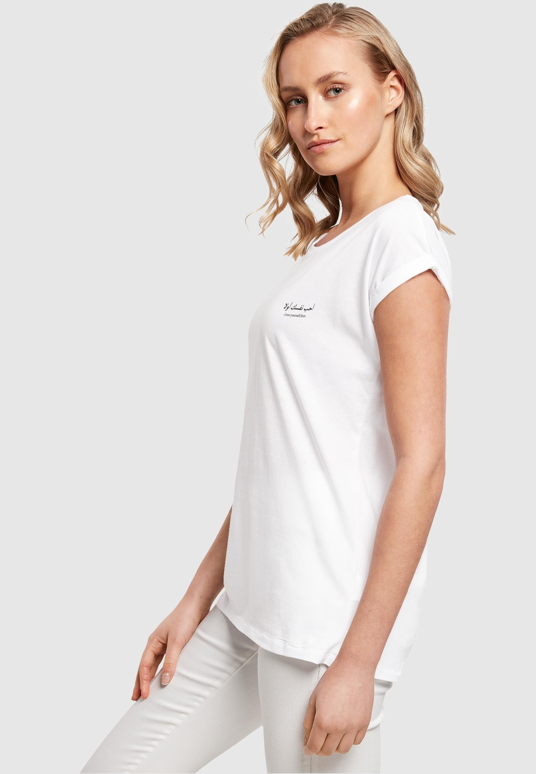 Merchcode T-Shirt »Merchcode Damen Ladies Love Yourself First Extended Shoulder Tee«, (1 tlg.)