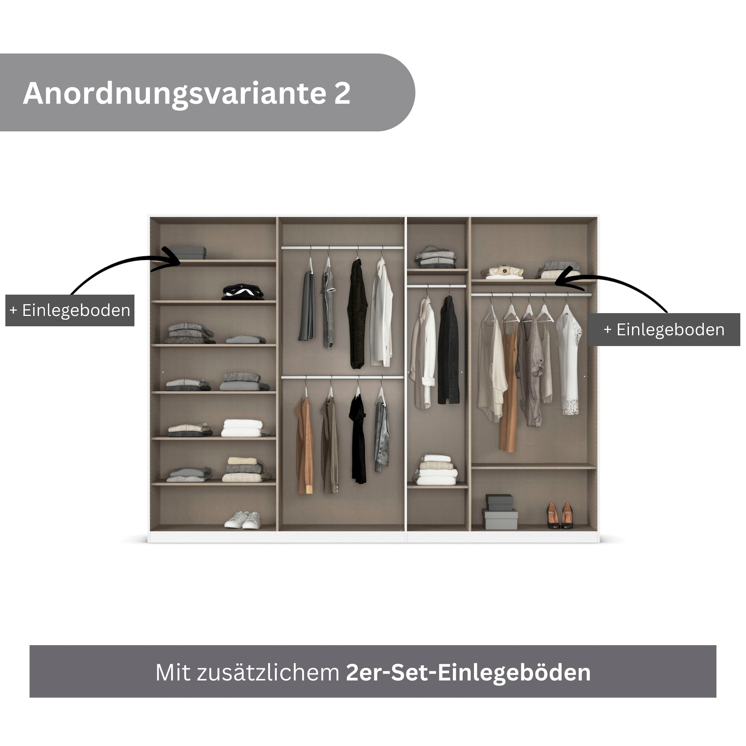 rauch Drehtürenschrank »Kleiderschrank Schrank Garderobe AGORDO TOPSELLER Schlafzimmer«, (in zwei Griff-Farben mit Dekor- oder Hochglanzfront), durchdachte Innenausstattung, in 6 Breiten und 2 Höhen MADE IN GERMANY