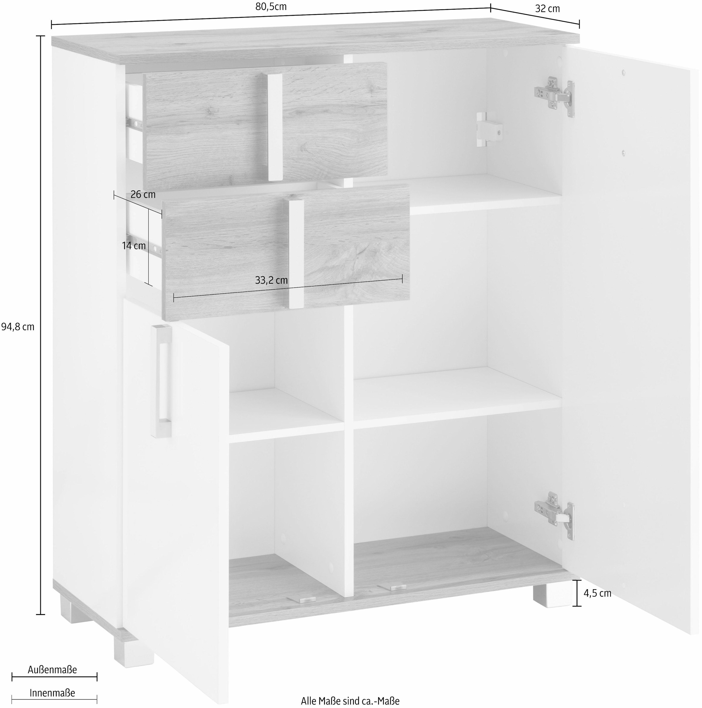 Schildmeyer Badkommode »Kampen«, bestellen Türen Soft-Close-Funktion Metallgriffen, mit | Breite cm, BAUR 80,6 mit