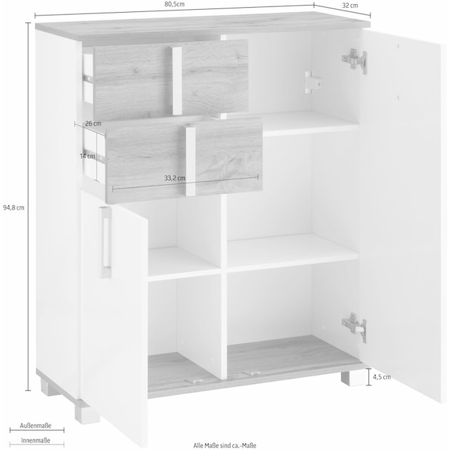 Schildmeyer Badkommode »Kampen«, Breite 80,6 cm, mit Metallgriffen, Türen  mit Soft-Close-Funktion bestellen | BAUR