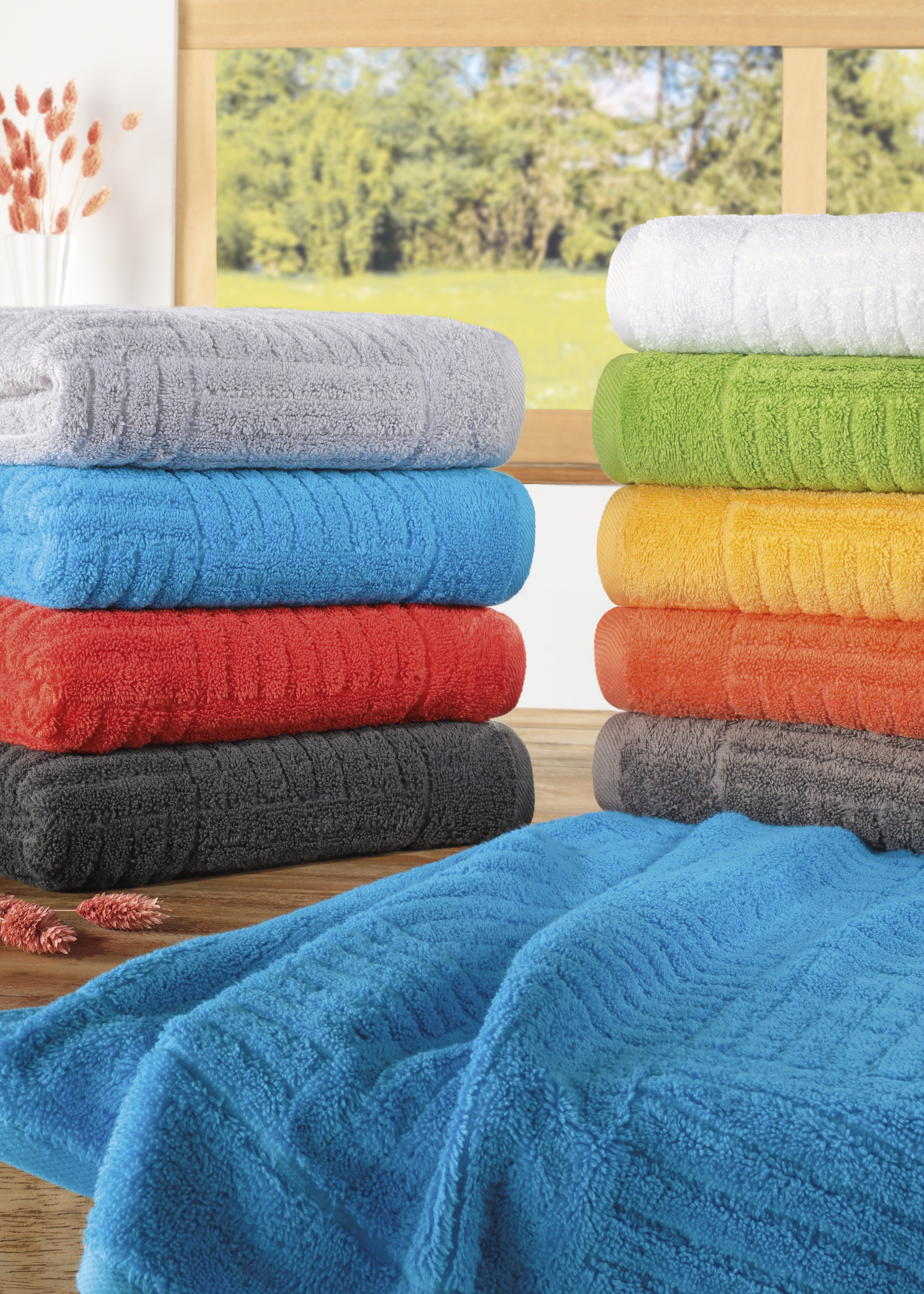 Thumbnail - ROSS Duschtuch "CARRE" 100% Baumwolle, Rippenstruktur, große Farbauswahl