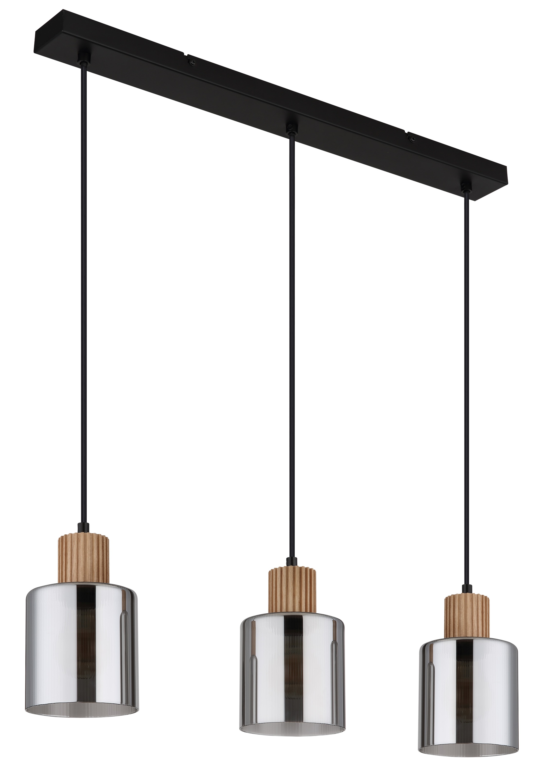 GLOBO LIGHTING Hängeleuchte »ALEIDIS« E27 1 Stk. Hängeleuchte Schwarz/Holz, Rauchglas, E27