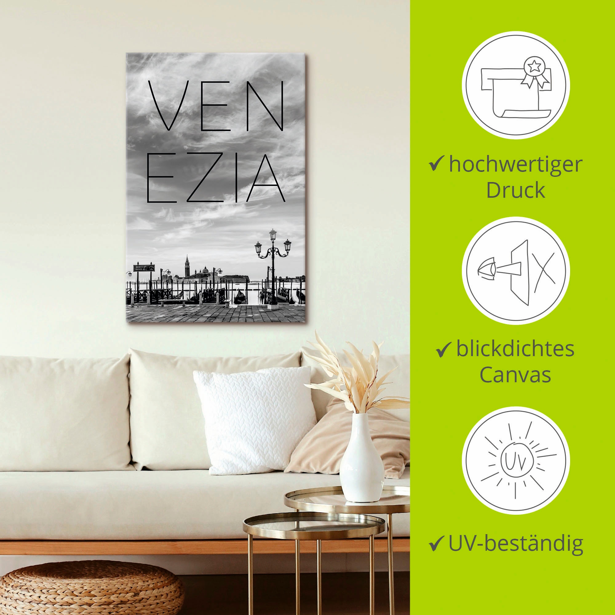 Artland Wandbild »Gondeln am frühen Morgen in Venedig« Venedig 1 Stk. tlg. als Leinwandbild in verschied. Größen