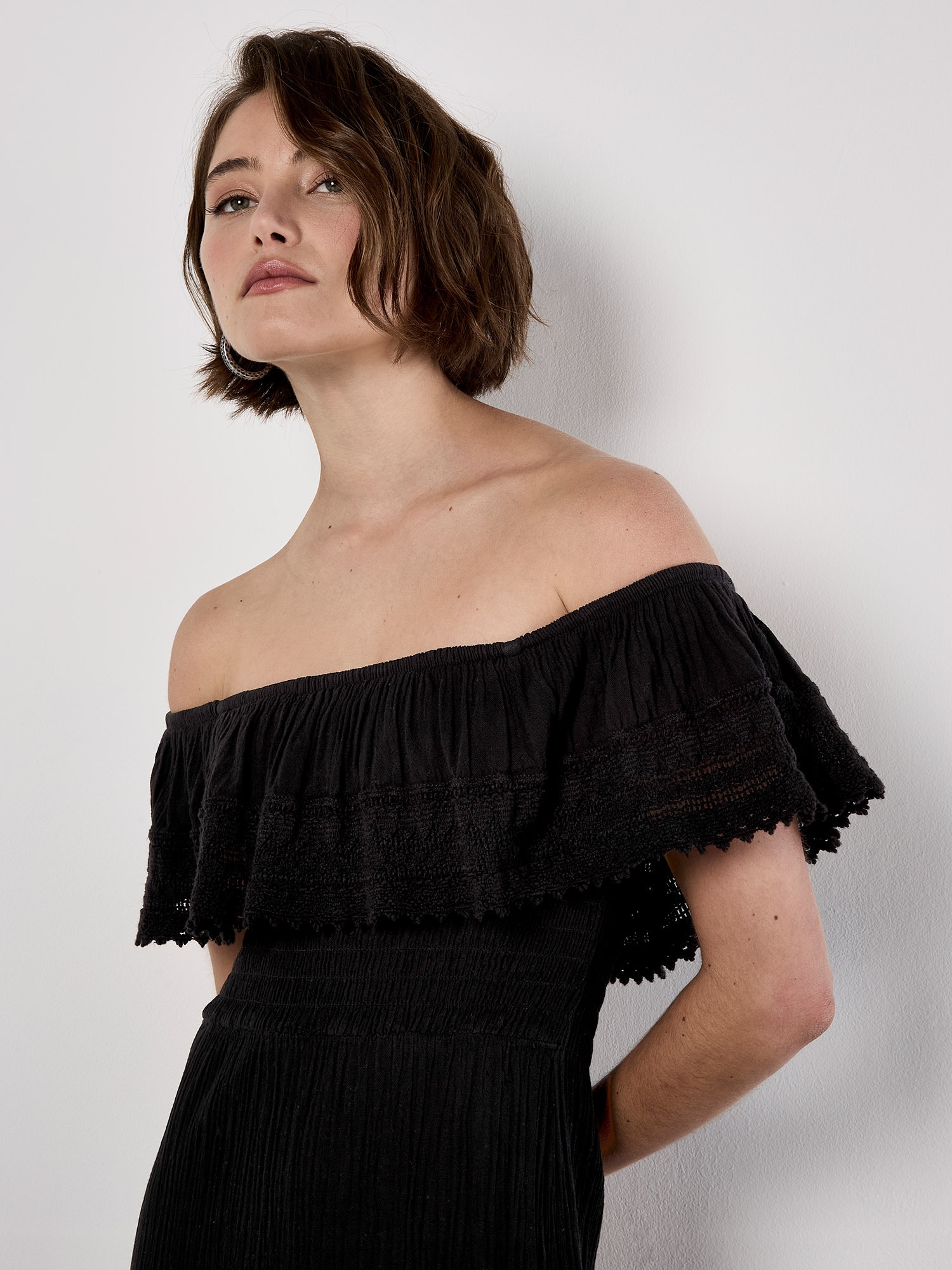 Apricot Bandeaukleid »Bandeau-Rüschenkleid« mit Spitze