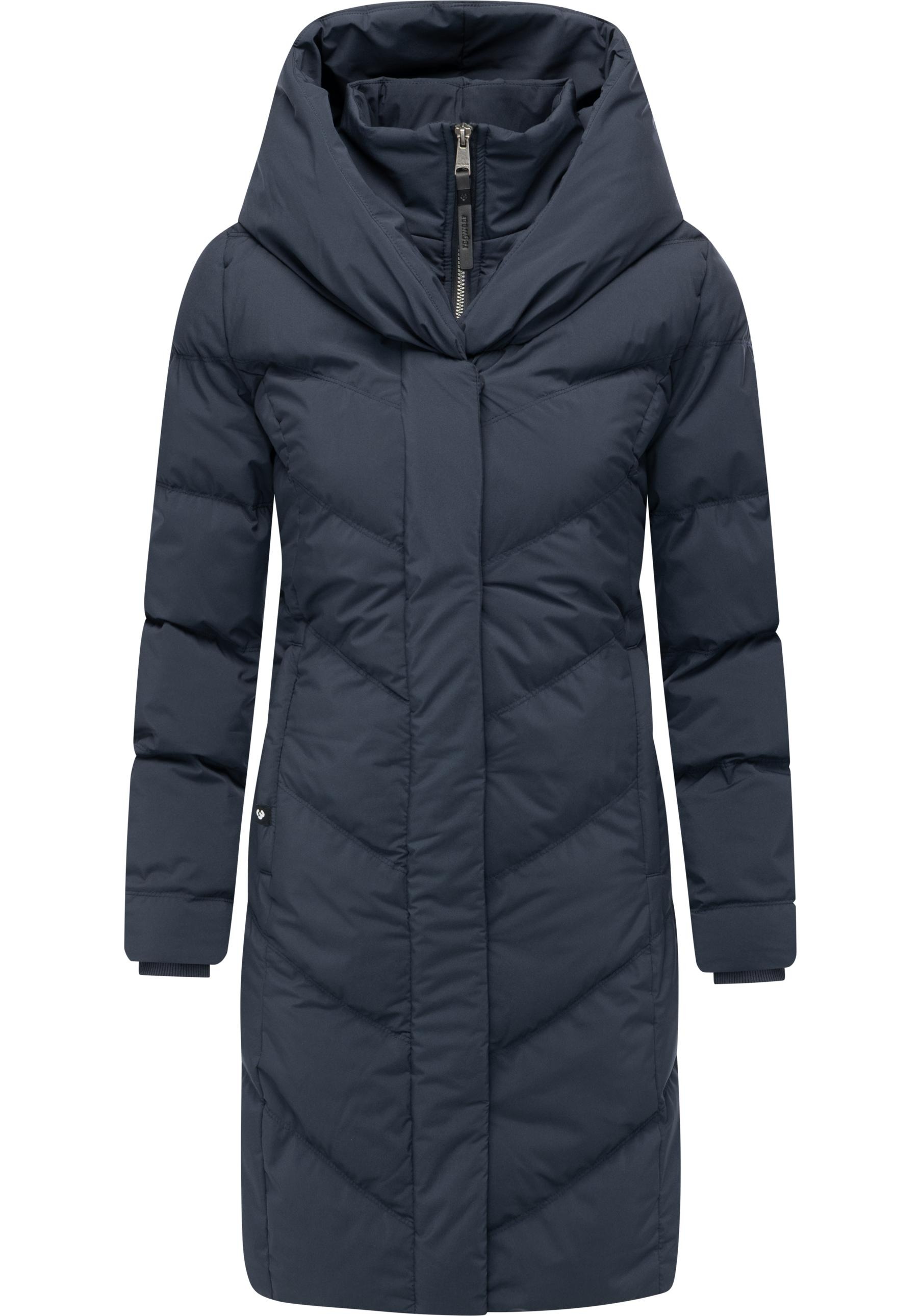 Steppmantel RAGWEAR "Natalka Soft YOUMODO", Damen, Gr. L (40), blau (navy), Obermaterial: 100% Polyester; Innenfutter: 100% Polyester; Wattierung: 100% Polyester, figurumspielend ca. Mitte Oberschenkel, hoch geschlossener Ausschnitt, eng normaler Saum, Mä