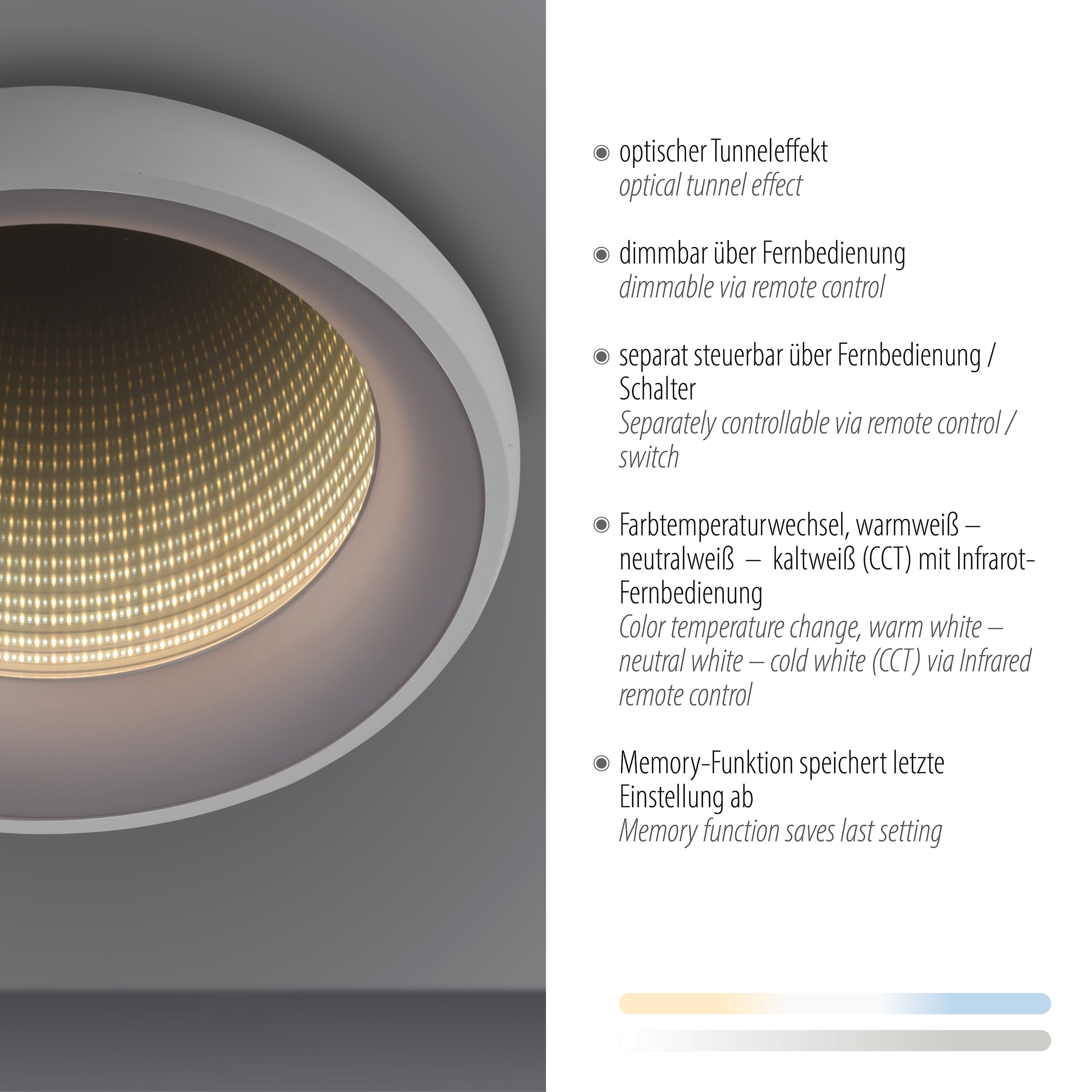 JUST LIGHT Deckenleuchte »SPECCIO«, 2 flammig, Leuchtmittel LED-Board | LED fest integriert, LED, separat steuerbar über FB, separat steuerbar (Schalter)