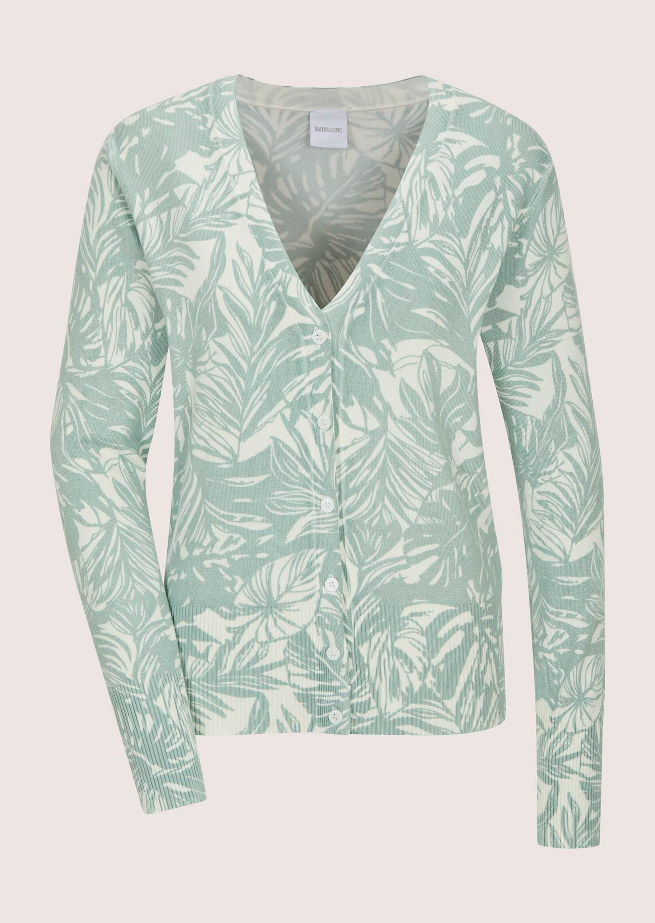 MADELEINE Strickjacke "Strickjacke Elegante Feinstrickjacke mit Print, V-Au günstig online kaufen