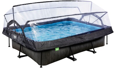 Framepool »Black Wood Pool 300x200x65cm«, mit Filterpumpe und Abdeckung - schwarz