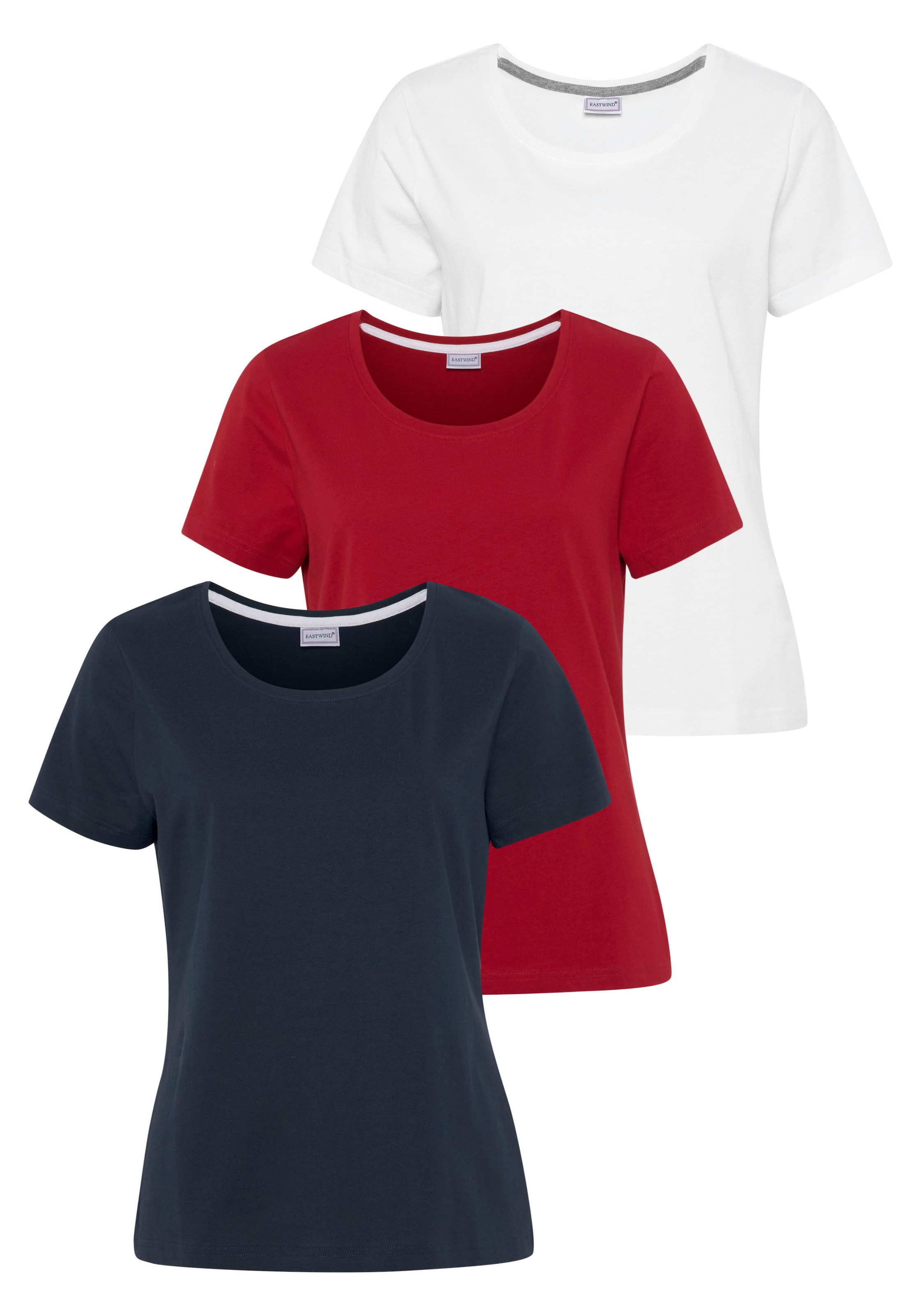 Eastwind T-Shirt Packung, 3er-Pack, 3 Stk. tlg. Kurzarm, hüftlang, für die günstig online kaufen