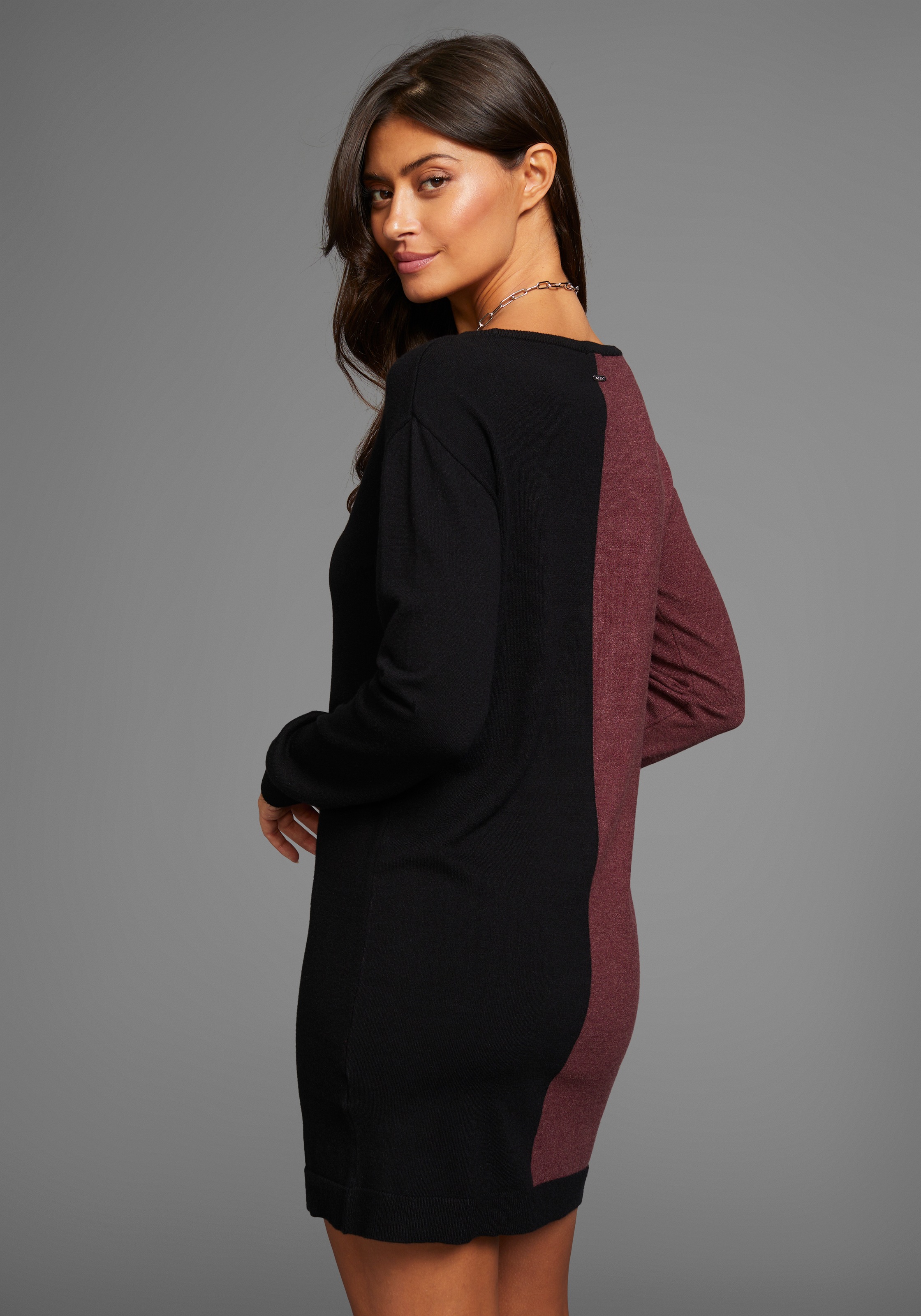 Laura Scott Strickkleid Ohne Taschen mit zweifarbigem Colourblock Design günstig online kaufen