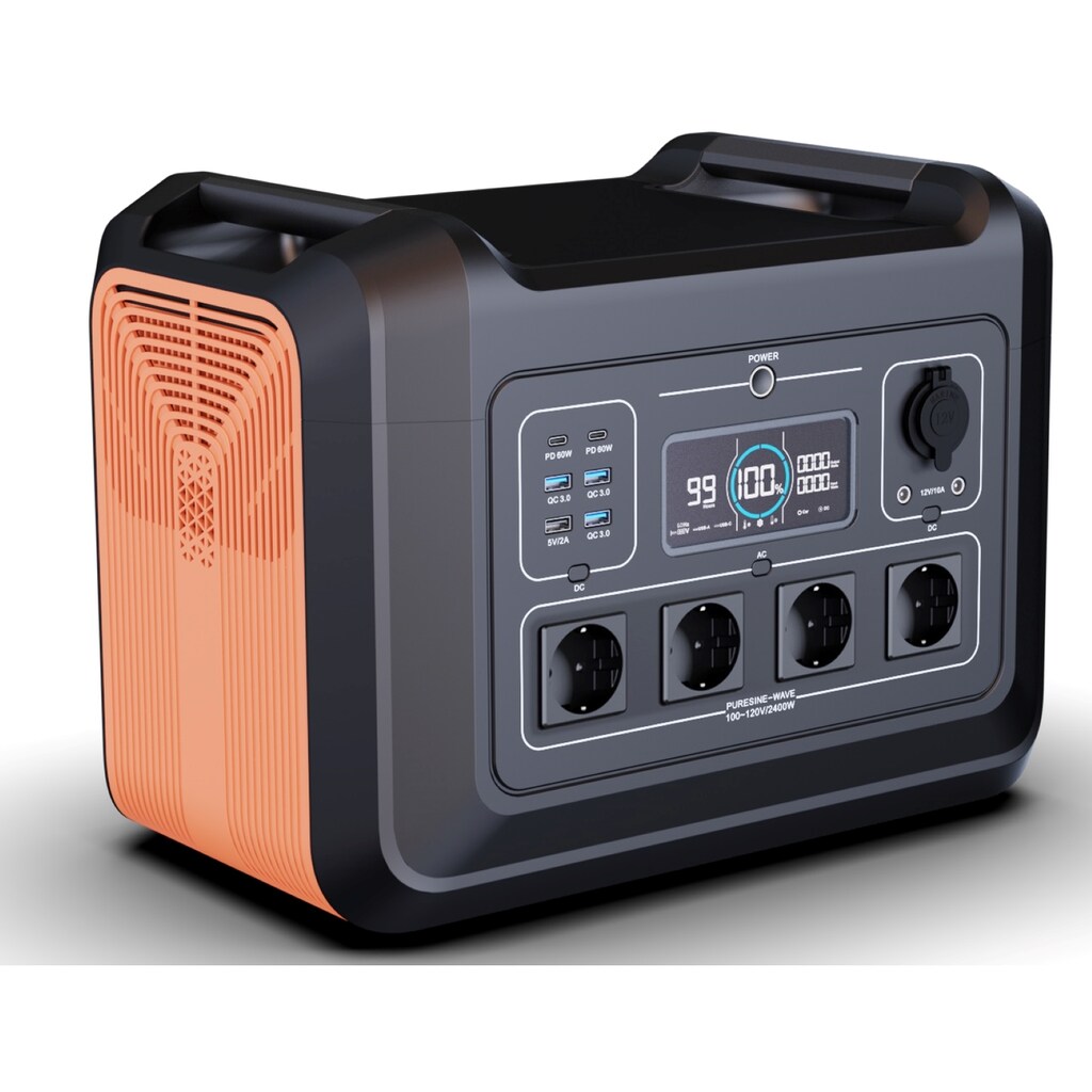 Hyrican Powerstation »UPP-2400, 2400 Watt, 2232 Wh, LiFePO4, tragbarer Akku/Batterie«, 697500 mAh