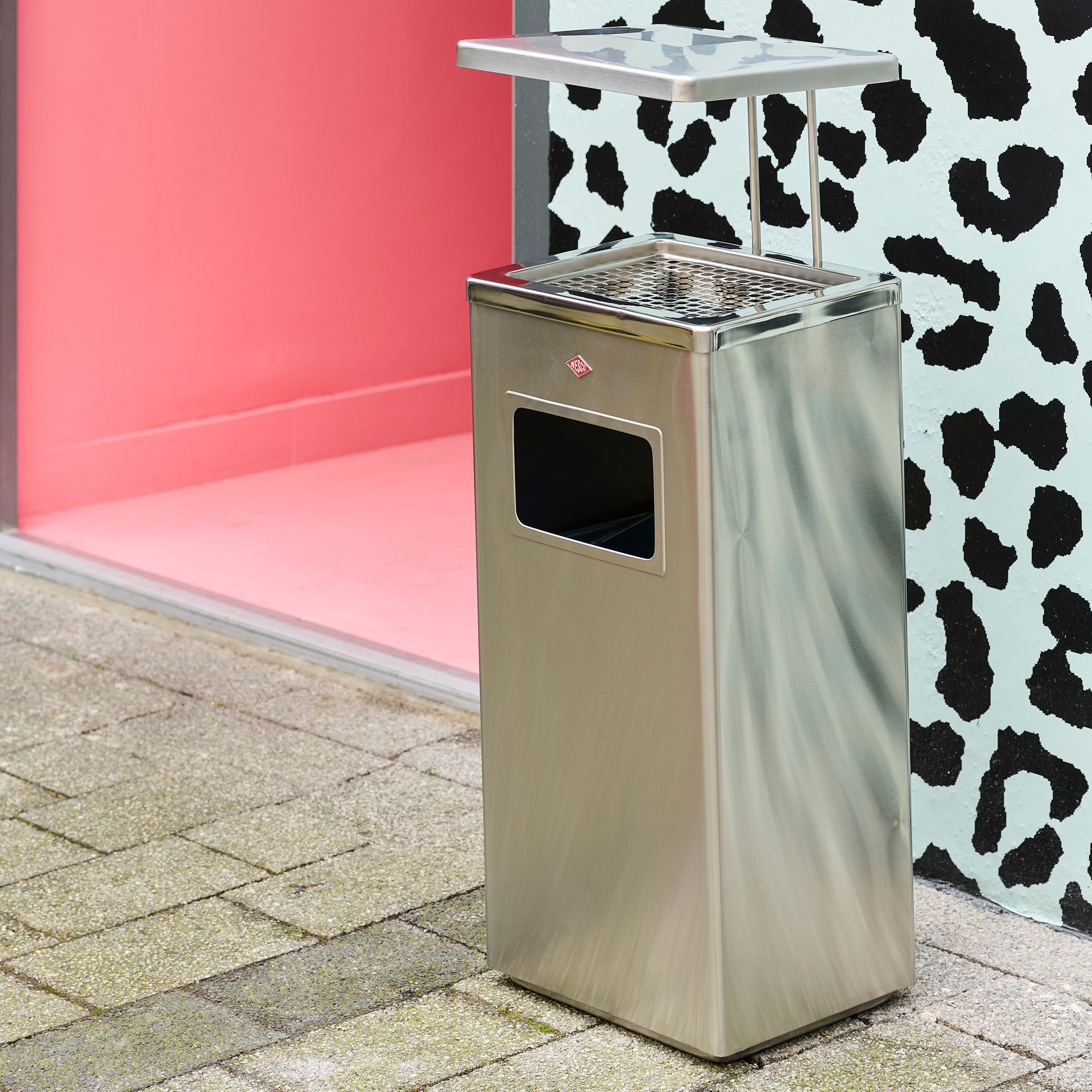 WESCO Aschenbecher »Standascher 19 L mit Dach«, 1 Behälter, mit Einsatz aus Edelstahl, Einwurfschlitz, Sieb und Dach, wetterfest