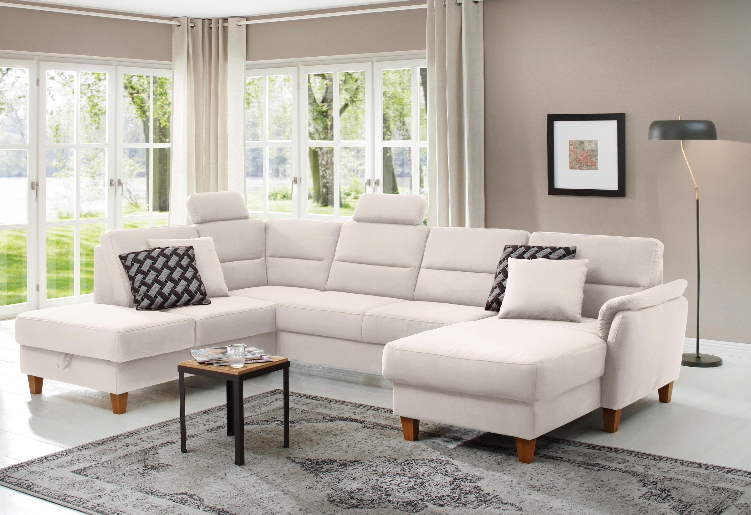 Home affaire Wohnlandschaft "Palmera U-Form, B: 308 cm", optional Bettfunkt günstig online kaufen