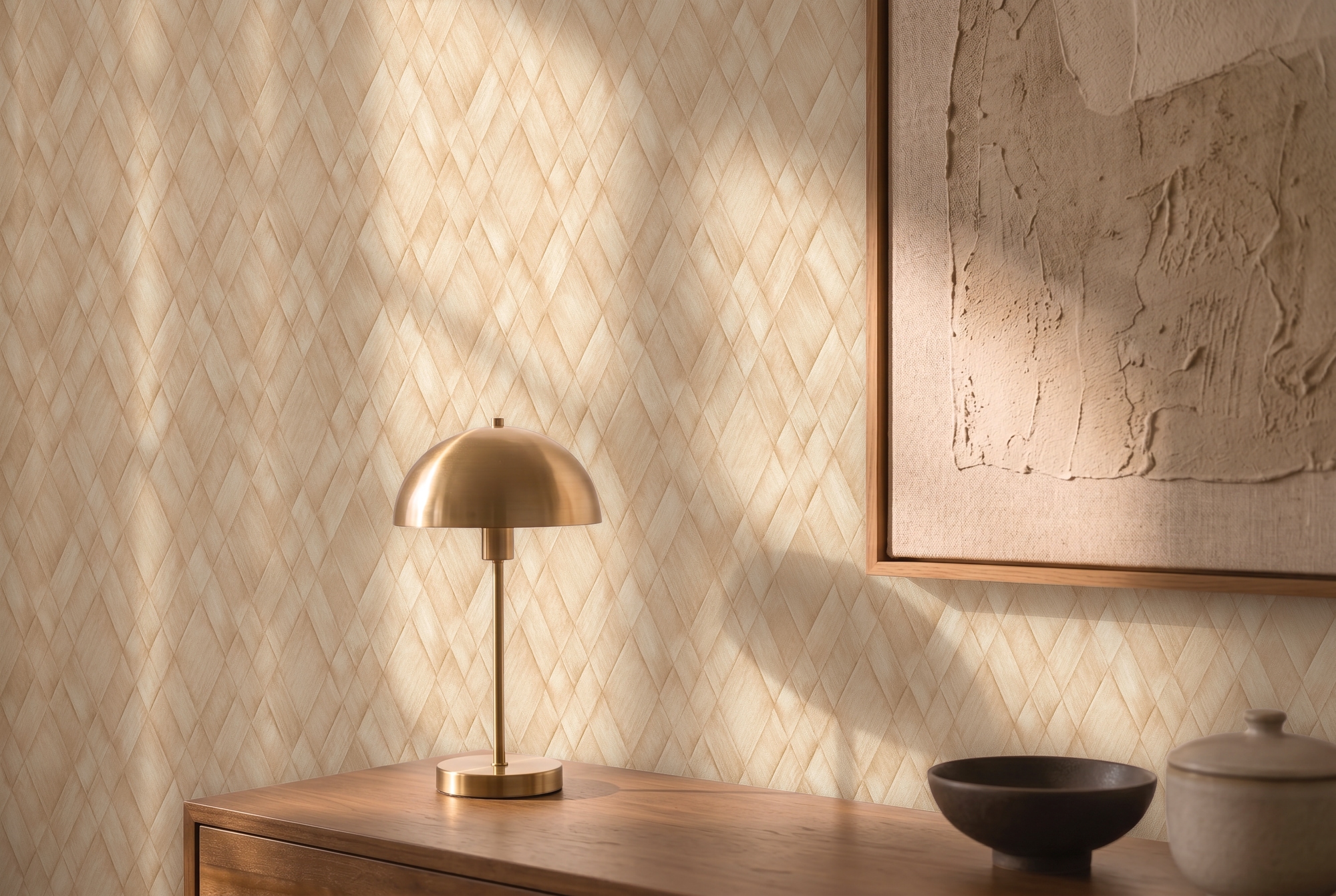living walls Vliestapete »Cosiness Geflecht – Vorgeleimte 3D Vliestapete mit Rauten« Flechtoptik | Rhombenmuster | matt leicht strukturiert Plastisches Rautenmuster in moderner Geflechtoptik