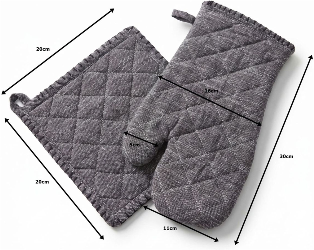 Home affaire Topfhandschuhe »Handschuh & Topflappen Set Grau«