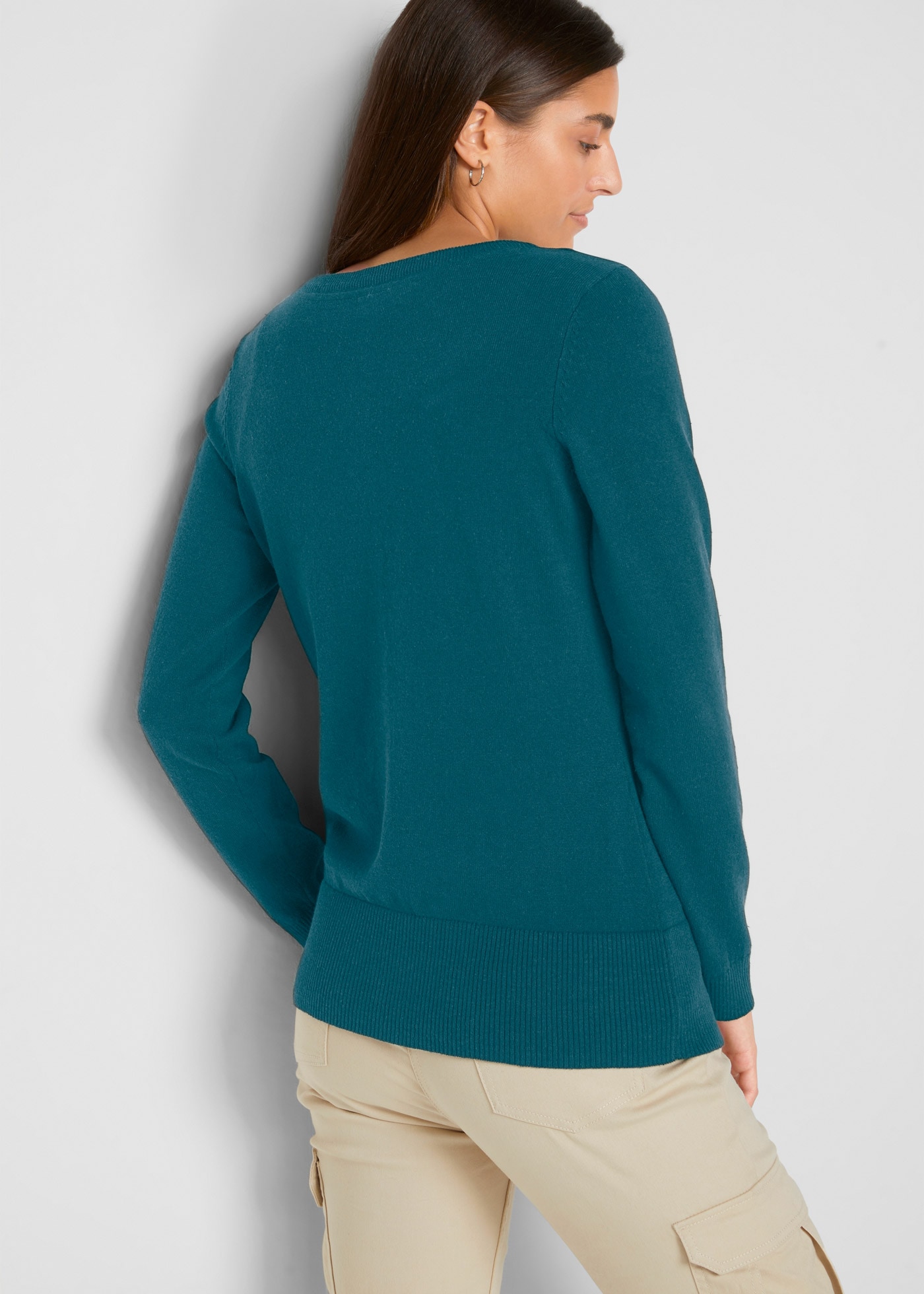 bonprix Strickjacke gerade Passform, unifarben, aus Baumwollmischung, mit Knopfleiste