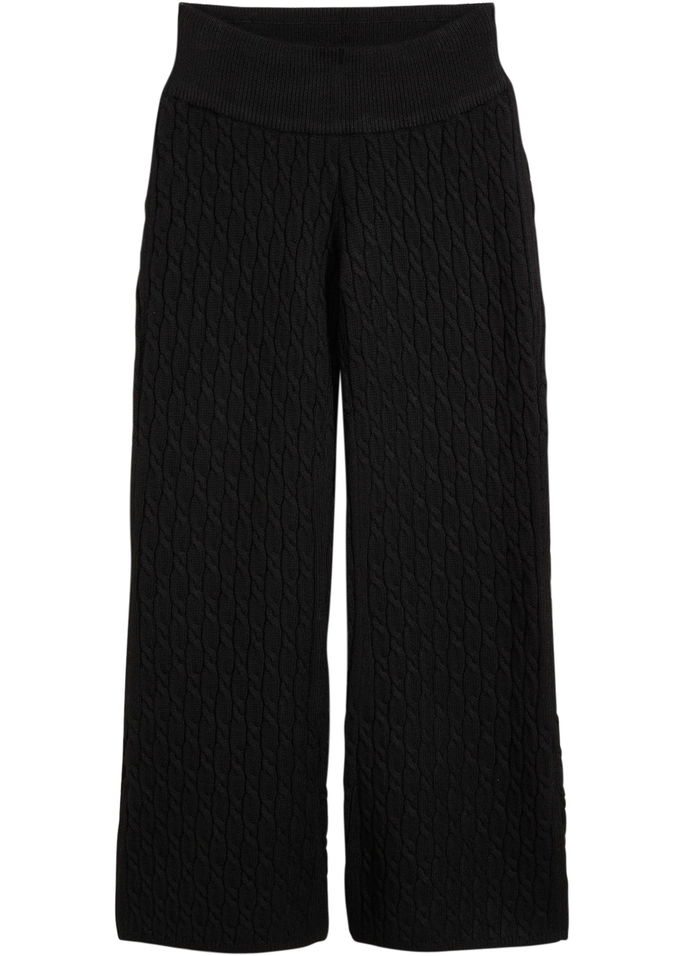 bonprix Stoffhose »Strickhose mit Zopfmuster«  aus Polyester und Wolle, Loose Fit, weite Beinform, mit Zopfmuster