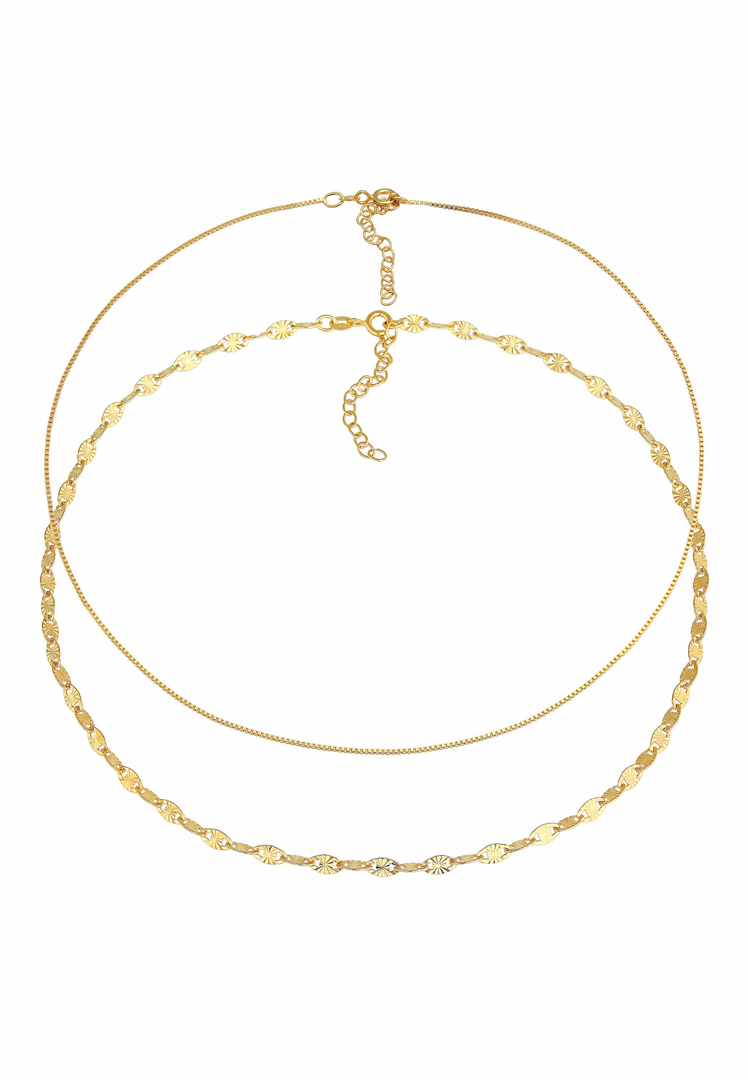 Ensemble de 2 colliers ras de cou ELLI Venezianer 925 Argent Or 2