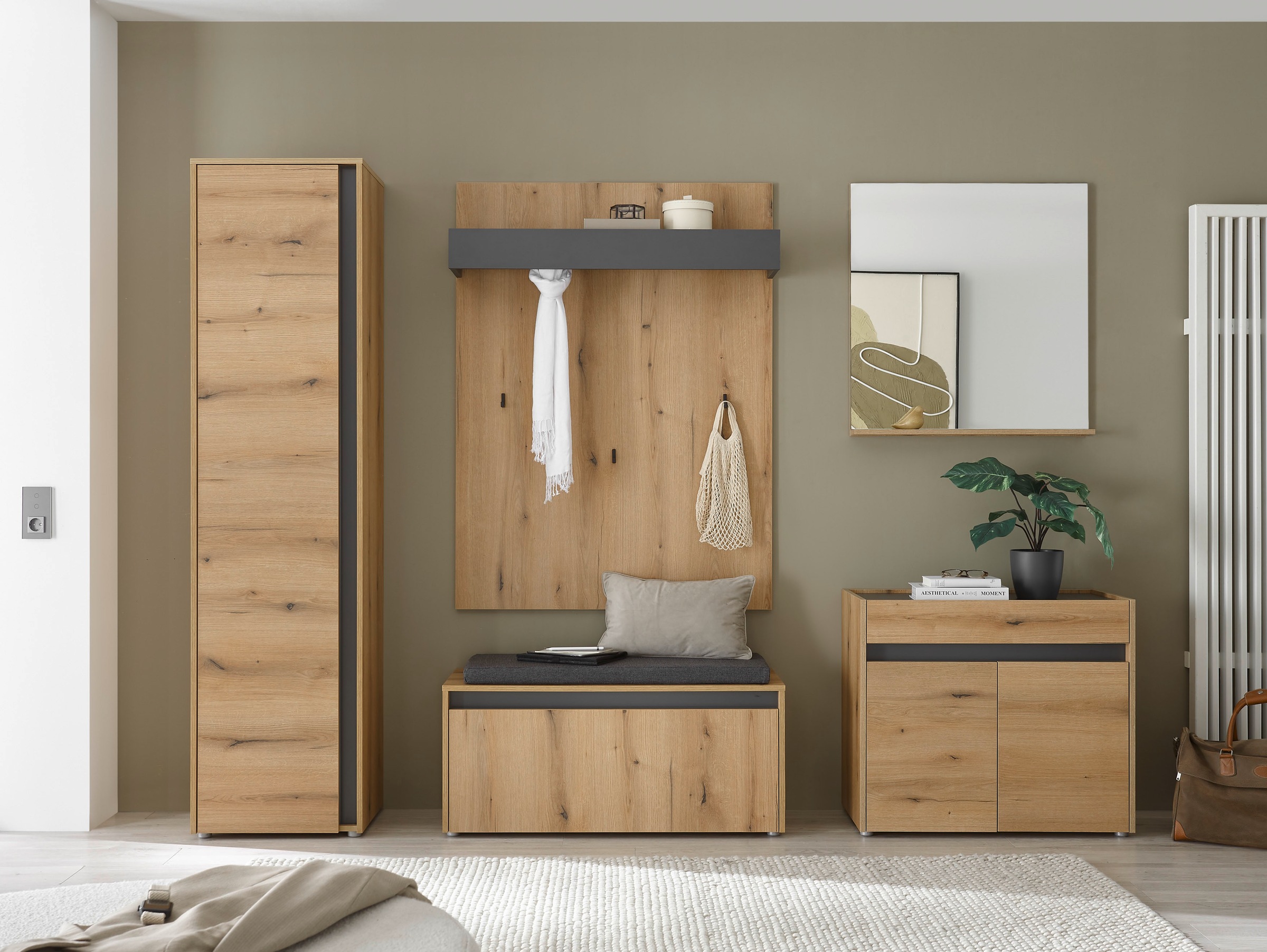 INOSIGN Garderobenschrank »GiRON/CiTY, moderner Schrank, Schuhschrank mit Stauraum«, 9 Einlegeböden, 10 Fächer, Tür beidseitig montierbar, 50 cm breit