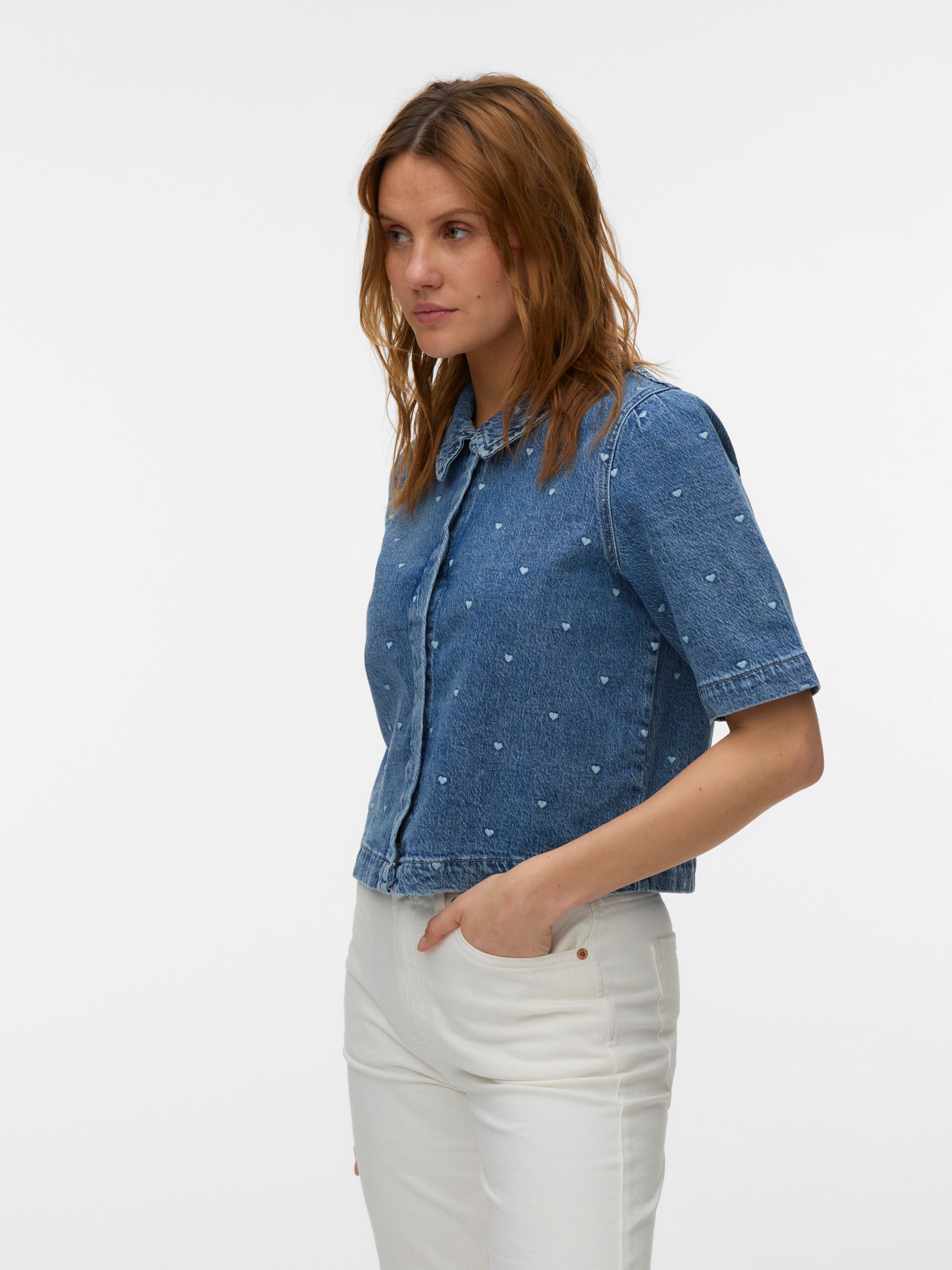 Vero Moda Jeansbluse "VMDIONNE 2/4 EMB DENIM SHIRT RA375" Baumwollmischung, günstig online kaufen