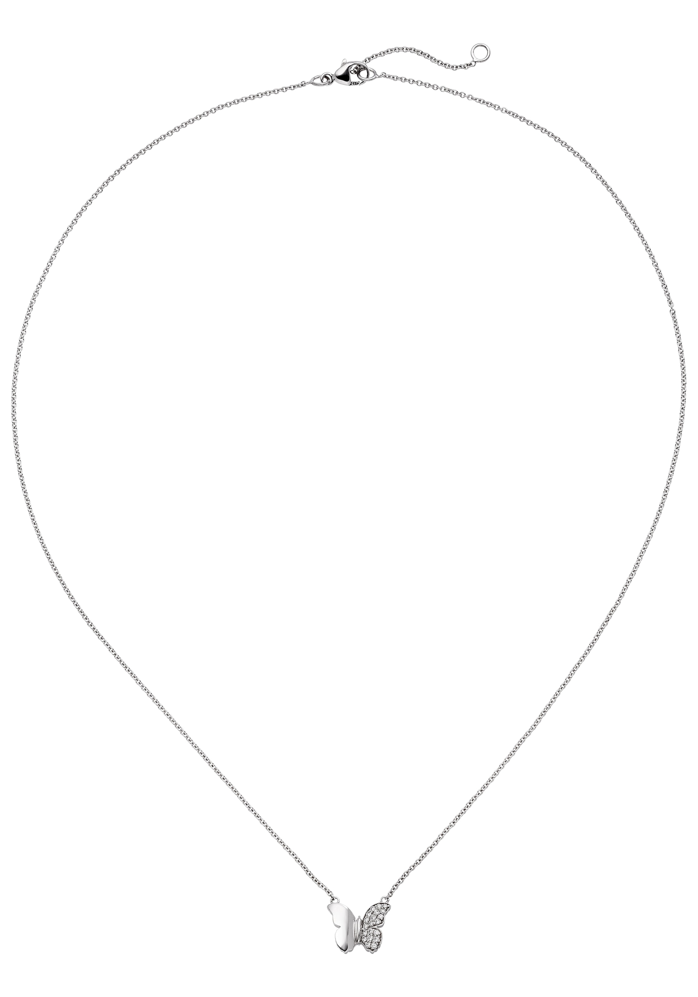 JOBO Collier »Kette mit Anhänger Schmetterling« 585 Weißgold mit 20 Diamanten 45 cm