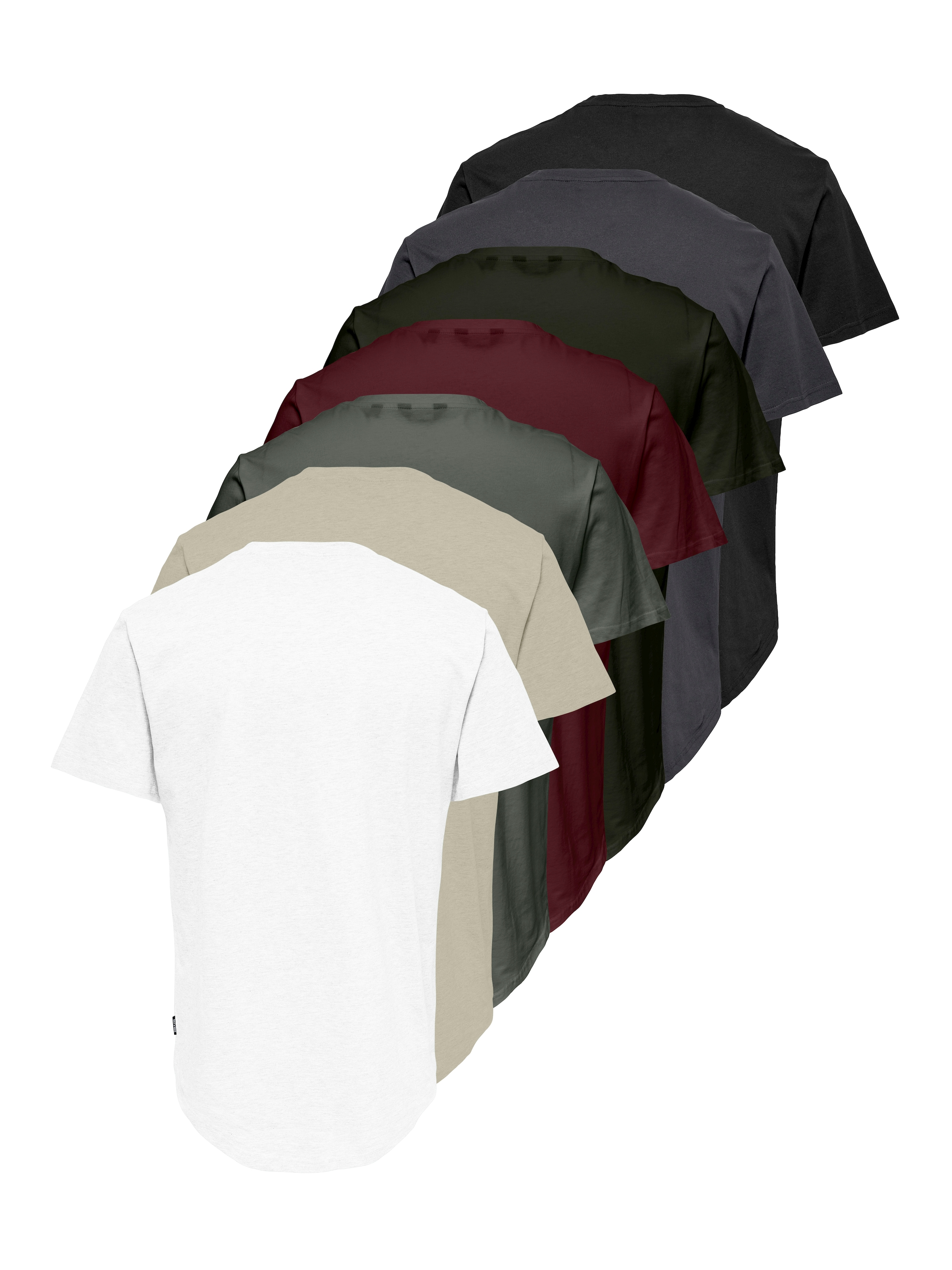 ONLY & SONS Rundhalsshirt »ONSMATT LONGY SS TEE 7-PACK« Packung, 7 Baumwolle, relaxed fit, lang geschnitten