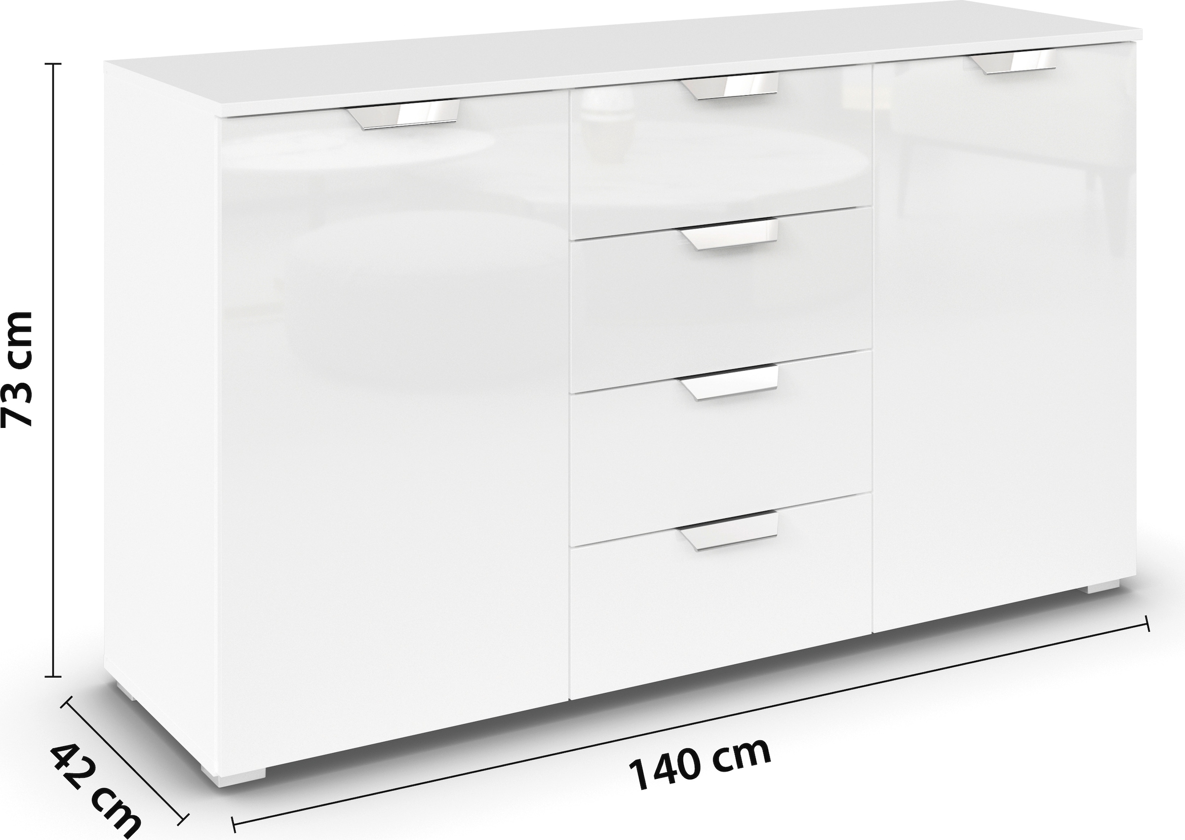 rauch Kombikommode »Glamour by Aditio«, mit Hochglanzfront, 4 Schubladen mit Softclose-Funktion