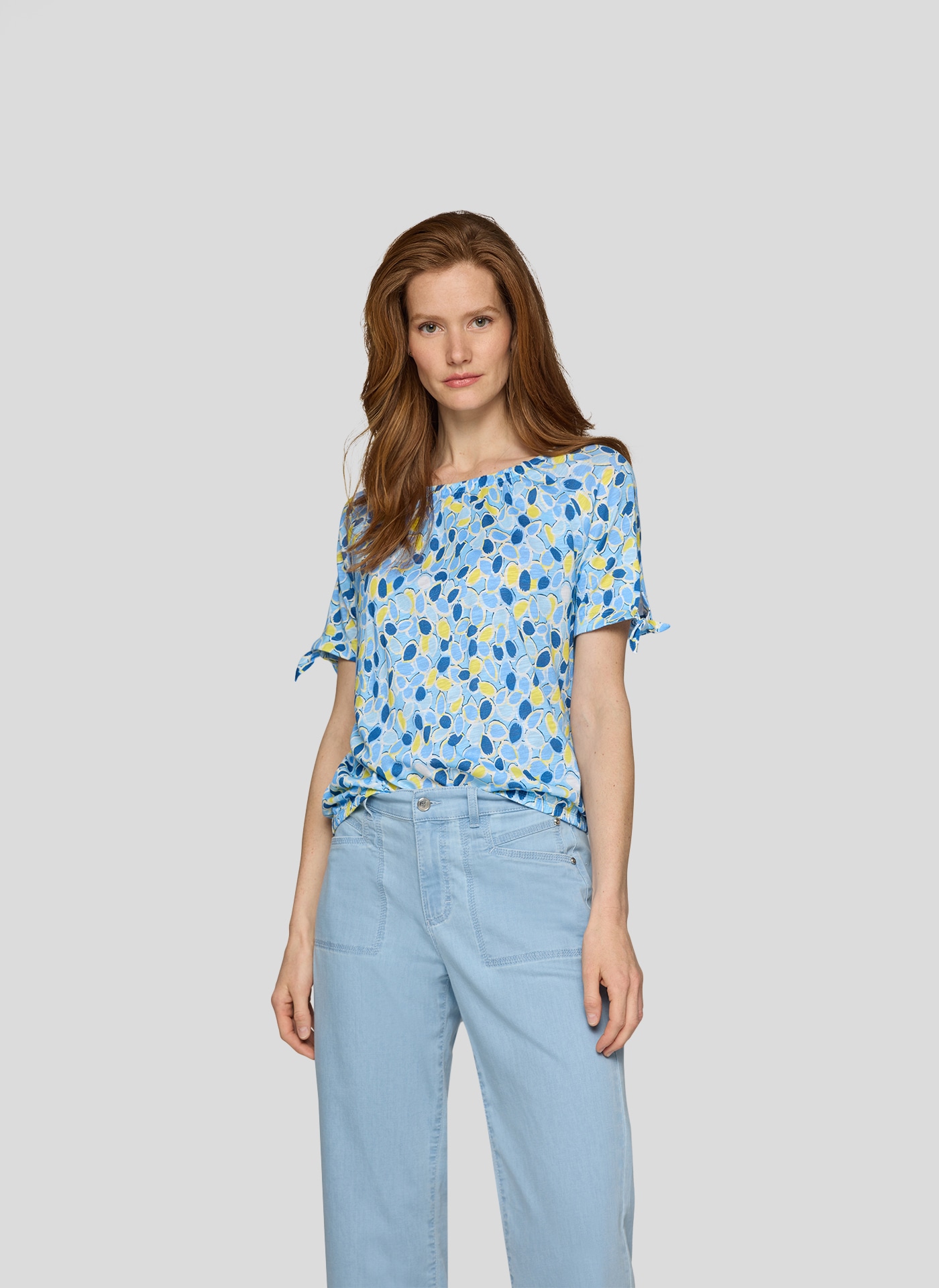 Rabe Print-Shirt "Rabe Shirt mit abstraktem Allover-Print und Bindebändern" günstig online kaufen
