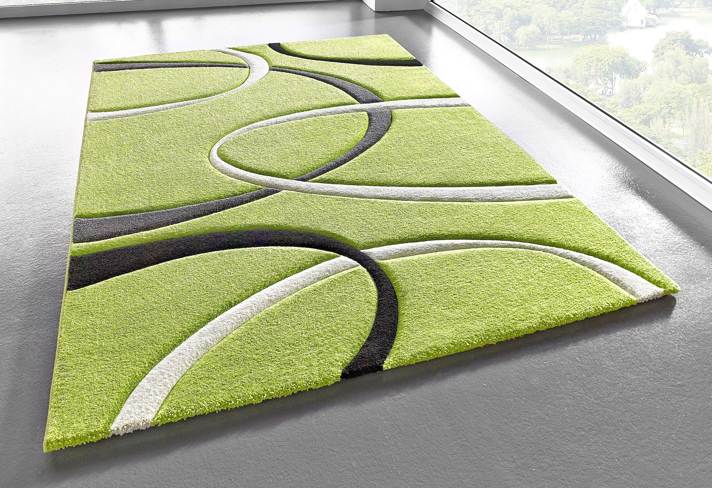 my home Teppich "Bilbao" rechteckig 13 mm Höhe handgearbeiteter Konturensch günstig online kaufen