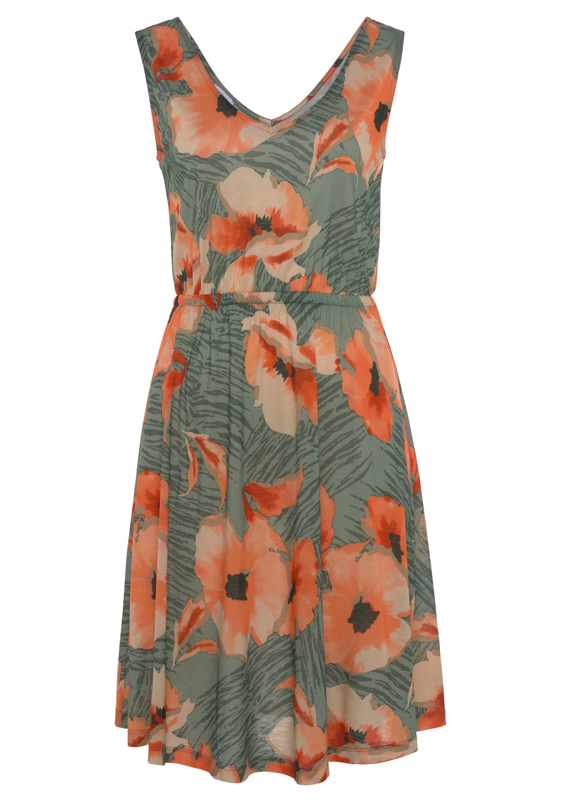 LASCANA Jerseykleid, mit Blumendruck, Sommerkleid, Strandkleid
