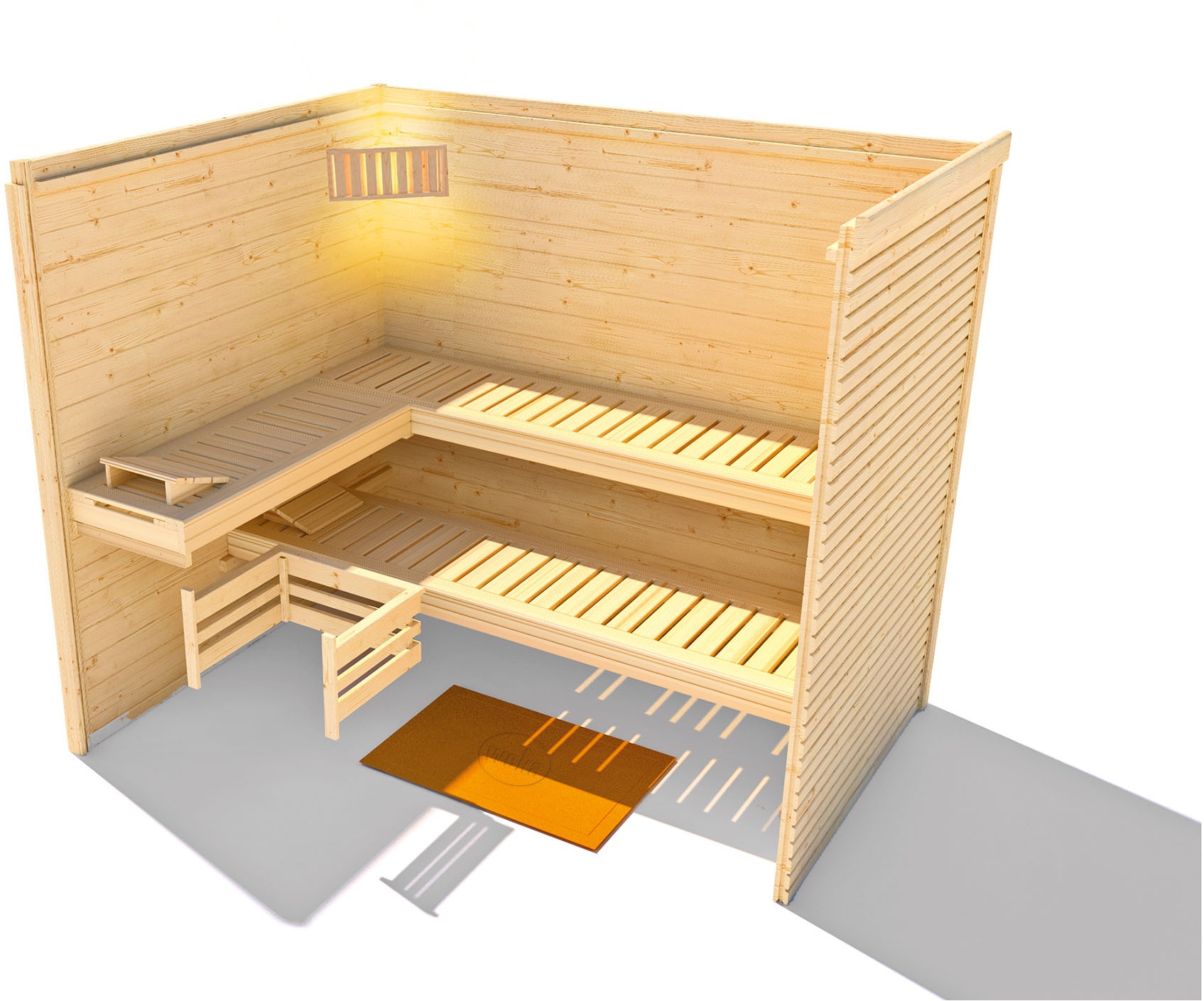 weka Sauna »Design-Sauna CUBILIS 3«, Blockbohlen im wekaLine-Profil
