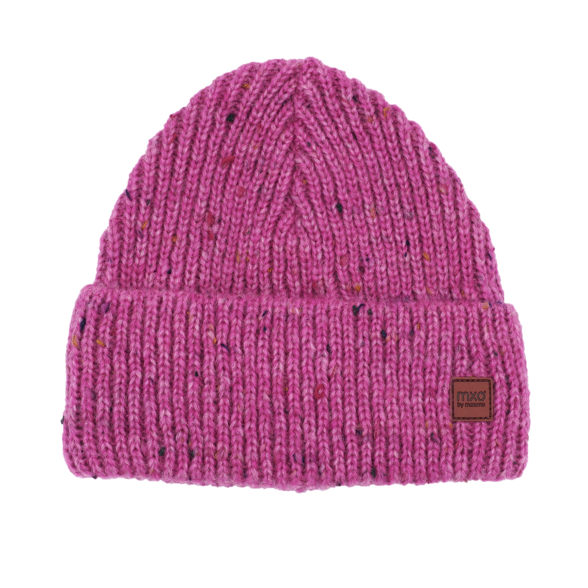 MAXIMO Mädchen Beanie, rosa, Gr. 51, mehrfarbig, Strick, Materialmix, Mützen, wärmend, mehrfarbig, mit breitem Umschlag, gefüttert