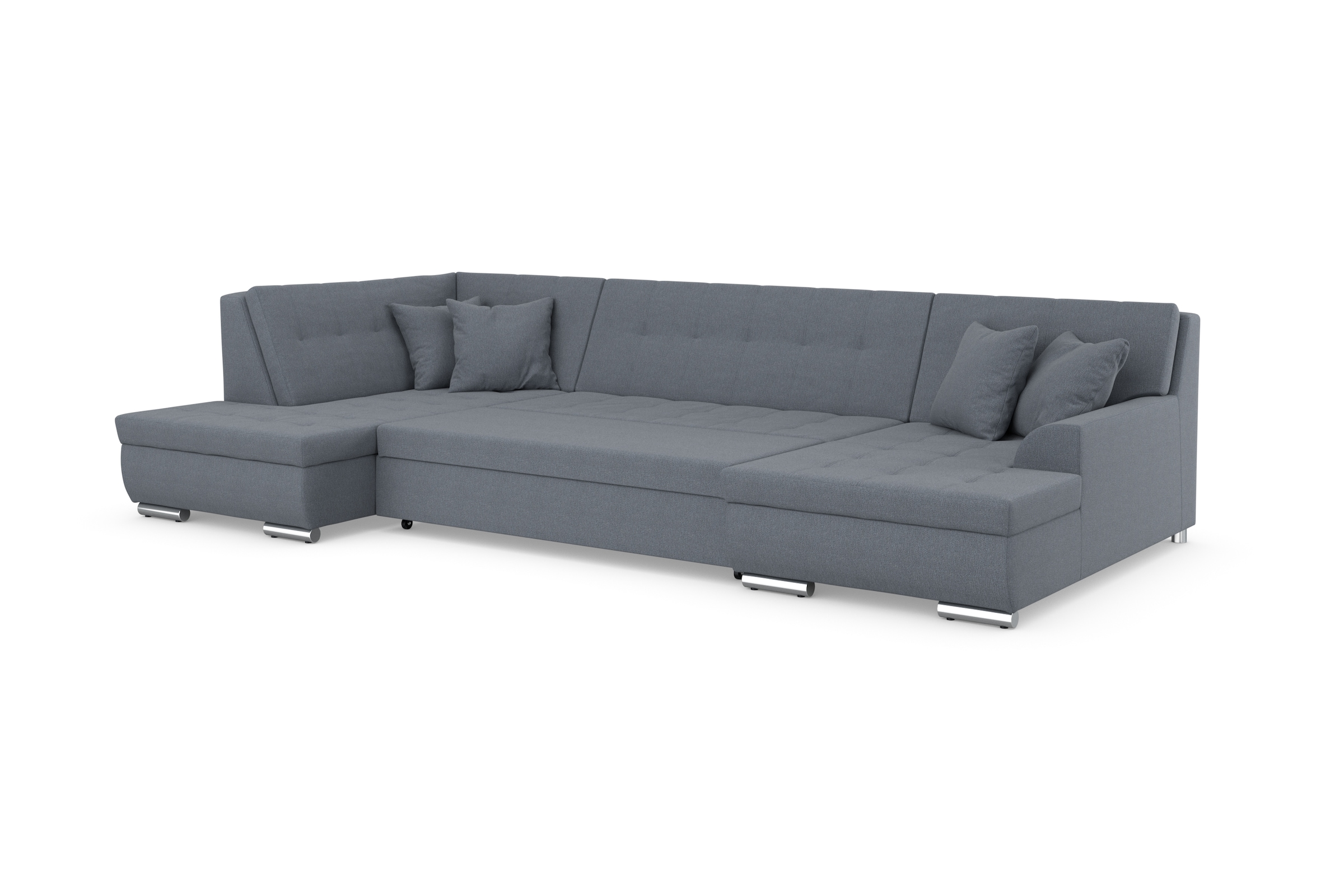 DOMO collection Wohnlandschaft »Treviso incl. Zierkissen, moderne Steppung, XXL: B/T/H: 364/201/83 cm«, wahlweise mit Bettfunktion, in vielen Bezugsarten auch in Cord U-Form