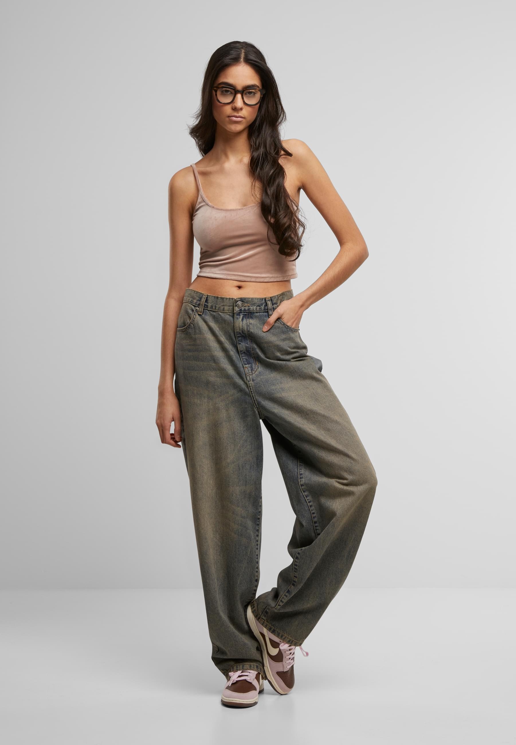 URBAN CLASSICS Muskelshirt »Urban Classics Ladies Short Velvet Top«, (1 tlg.)