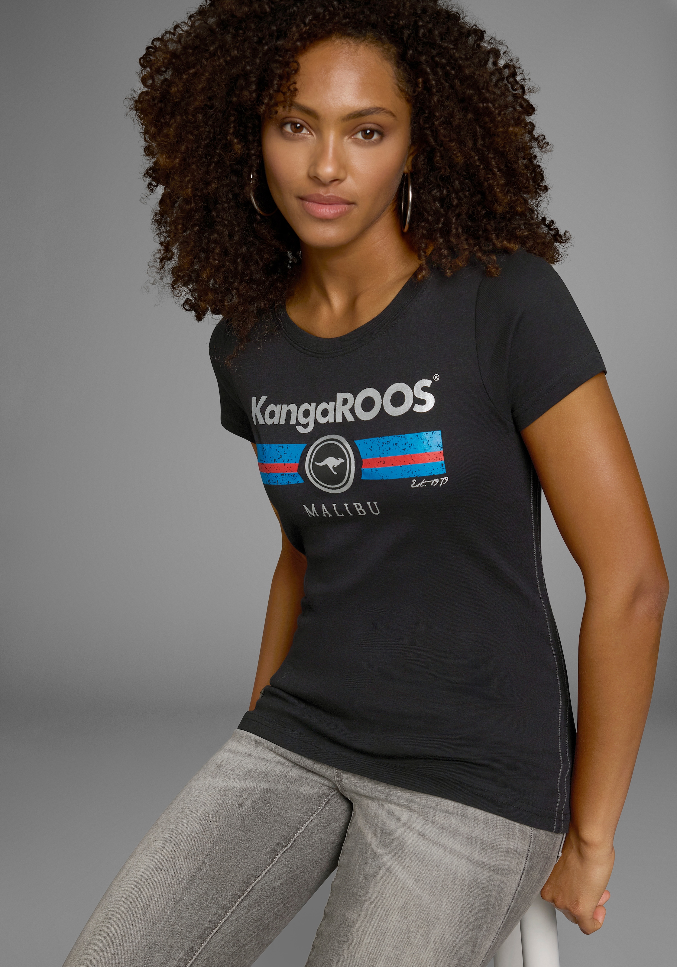 KangaROOS T-Shirt, Kurzarm, unifarben und bedruckt, Rundhalsausschnitt günstig online kaufen