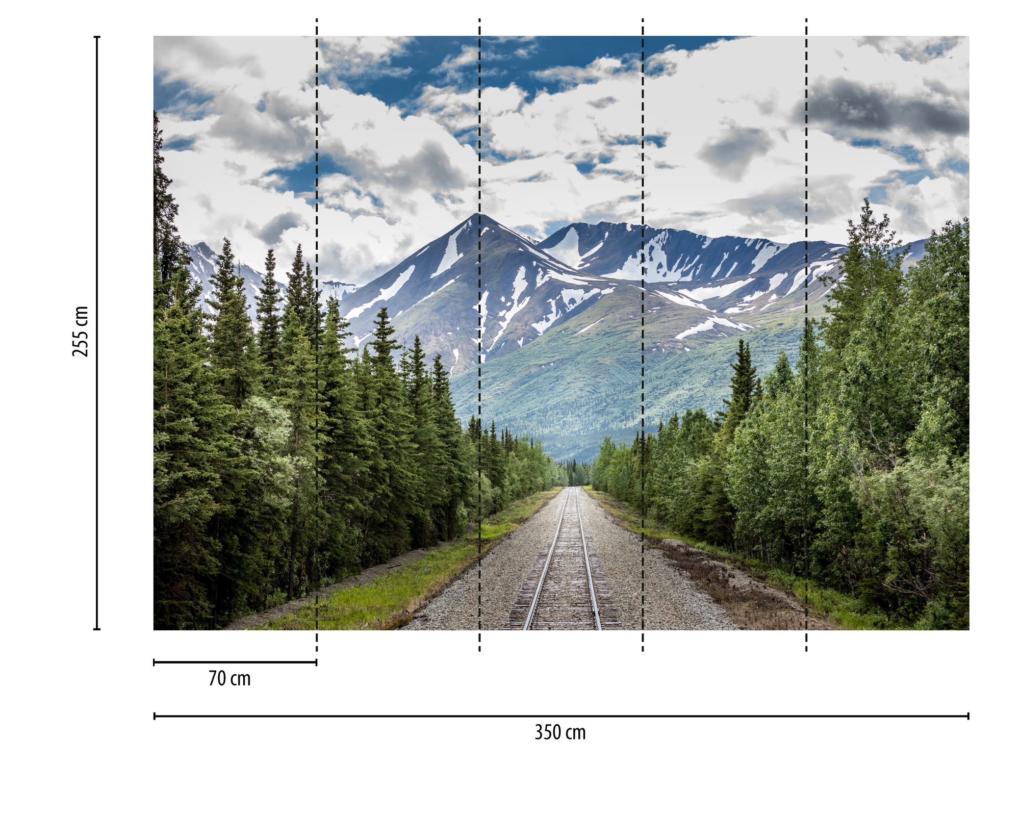 Thumbnail - A.S. Création Vliestapete "Fototapete Eisenbahn in Berglandschaft Gleise" matt strukturiert