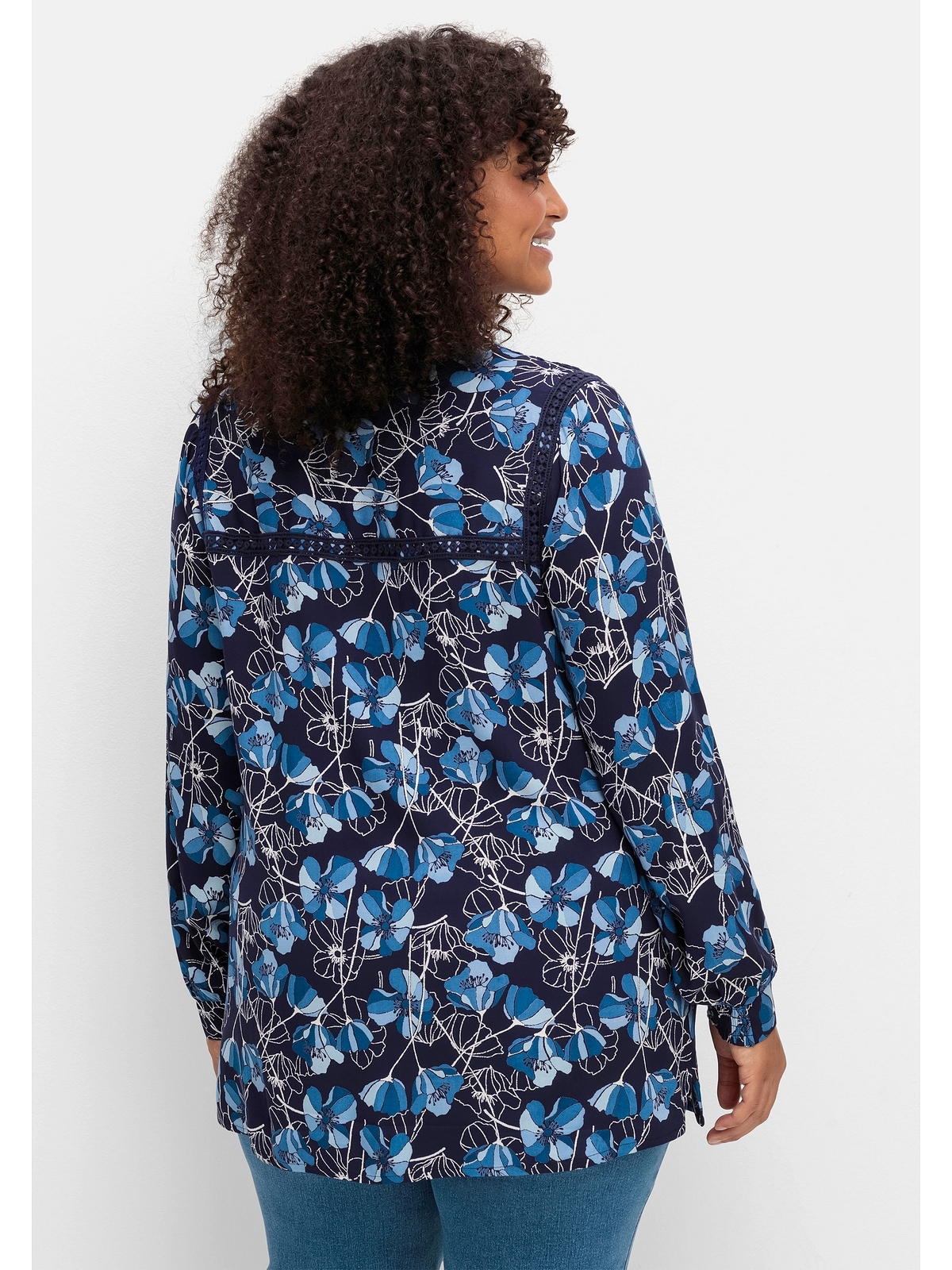 Sheego Druckbluse »Große Größen«, mit Blütenprint und Spitzenborte