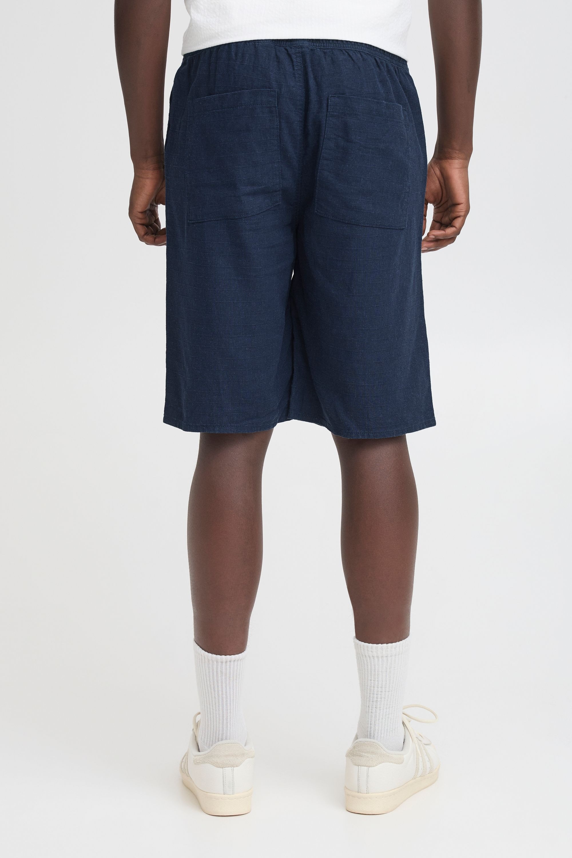 Leinenhose BLEND "Leinenhose BHMADDOX wovenshorts", Herren, Gr. S, N-Gr, blau (marineblaus), Obermaterial: 55% Leinen LI. 45% Viskose CV., Hosen 6
