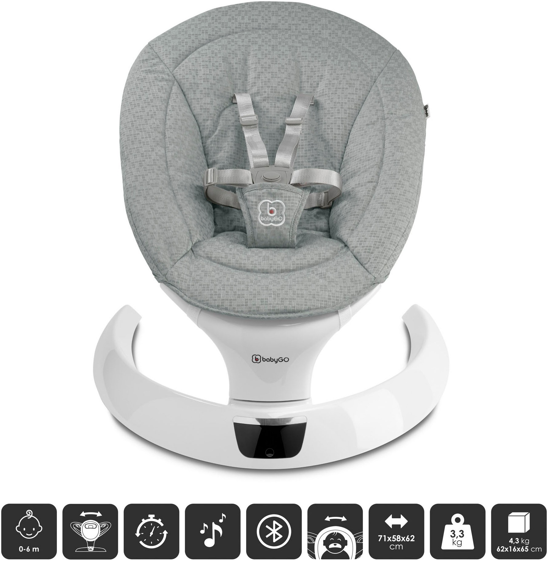 BabyGo Babywippe »Swing« bis 9 kg mit Fernbedienung, Musik, Schaukelfunktion