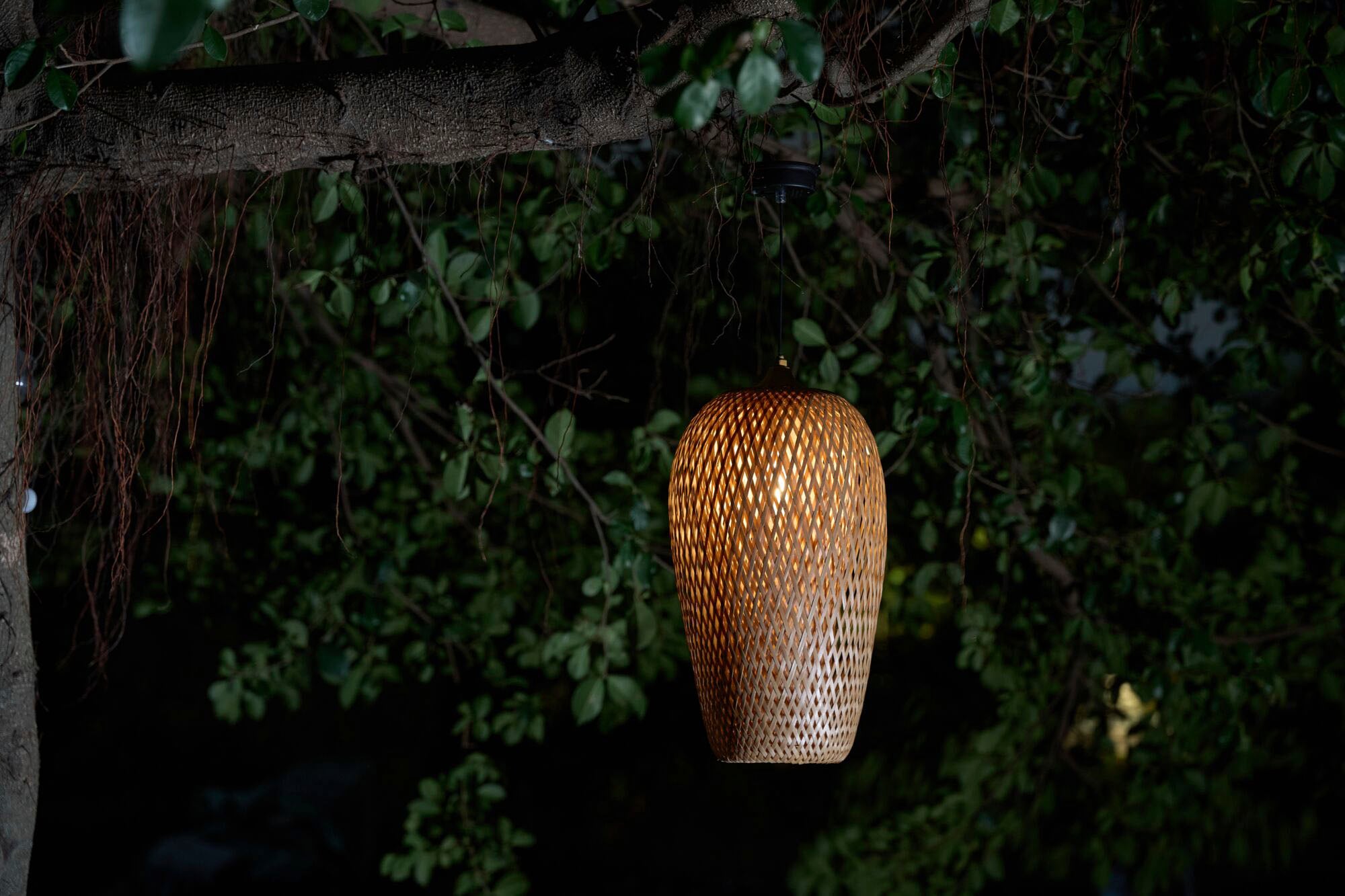 Pauleen LED Pendelleuchte »Sunshine Bliss Solarpendel Outdoor Bambus/Rattan/Kunststoff/Metall«, 1 flammig-flammig, Solar