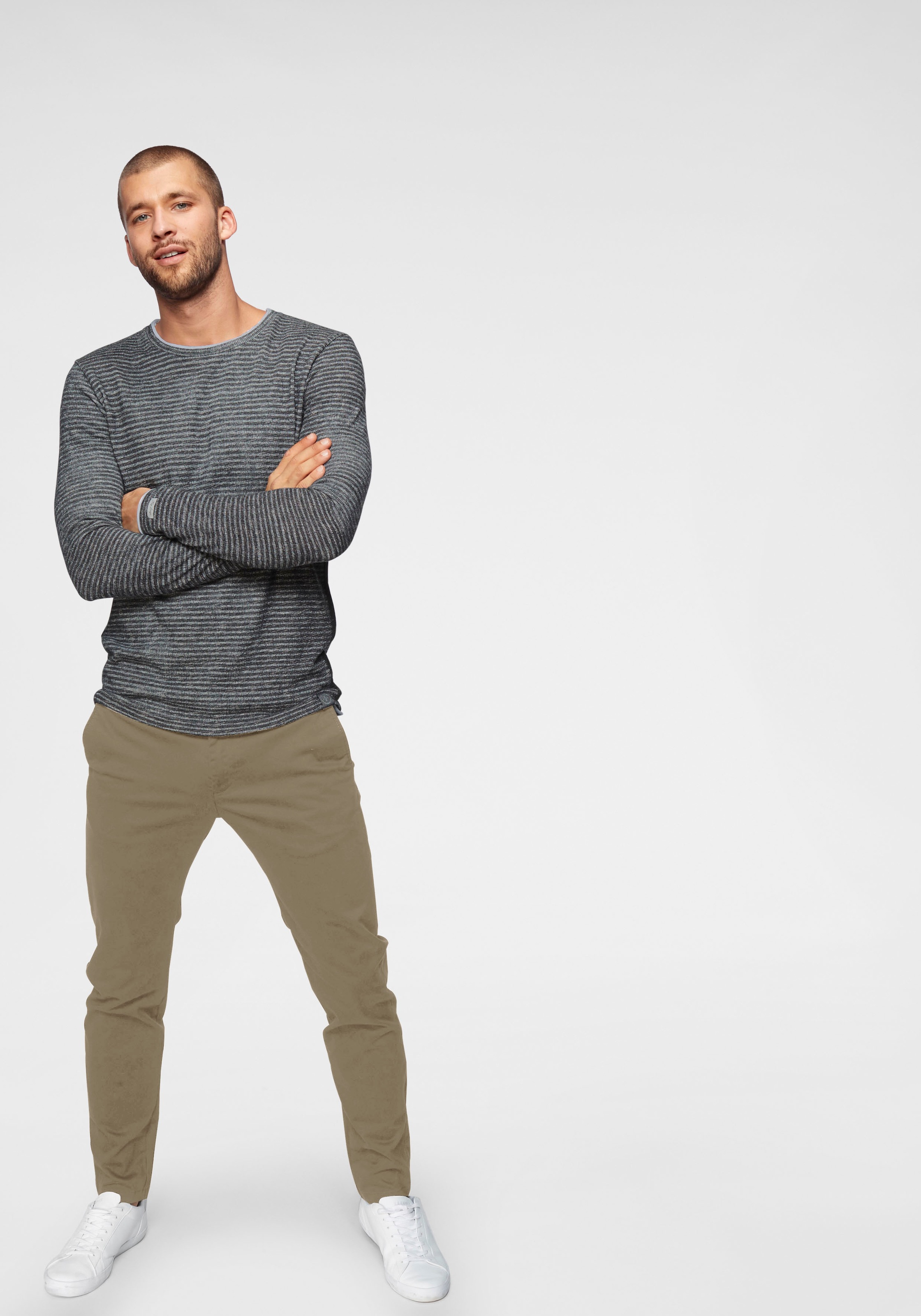 Chinohose JACK & JONES "JPSTMARCO mit schmalem Bein und pflegeleichtem Stoff", Herren, Gr. 32, Länge 32, beige, Twill, Obermaterial: 98% Baumwolle, 2% Elasthan, unifarben, washed, schmal lang, Hosen Chinohose, washed, modisch, schmal, Baumwollmischung 3