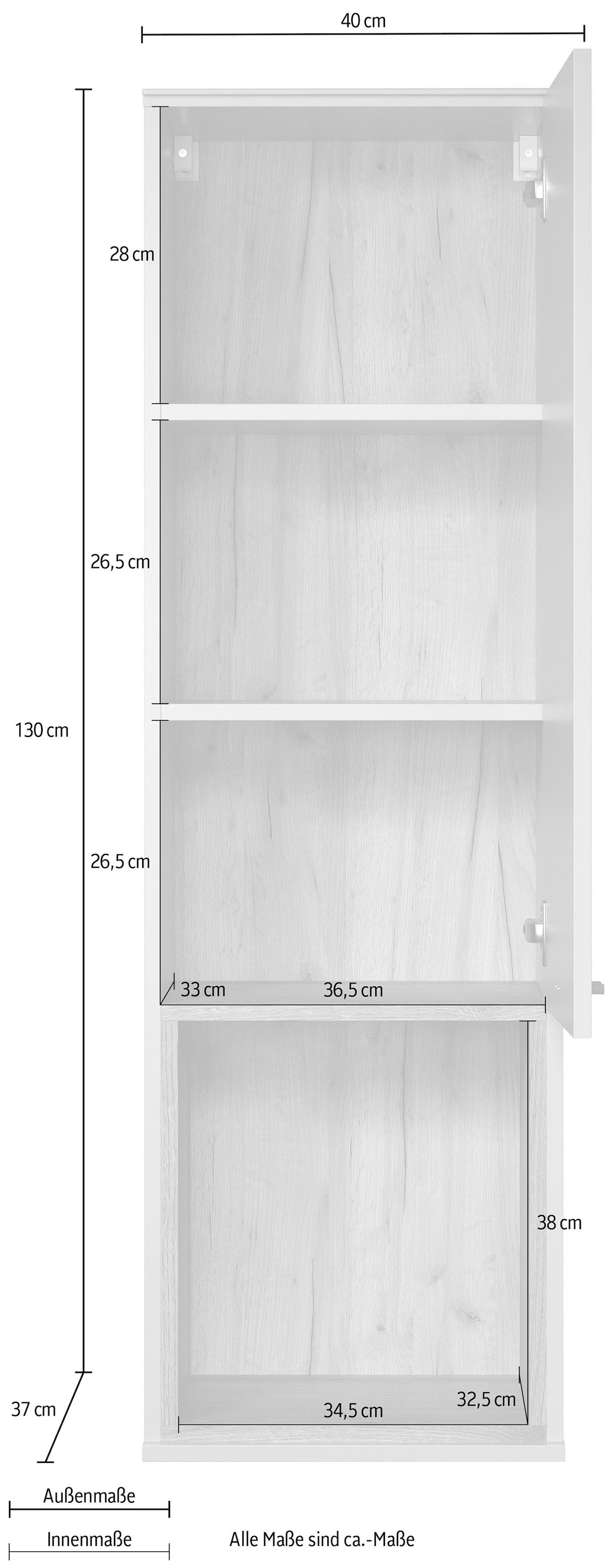 Home affaire Hängevitrine »San Pedro« 1 Stk. tlg. Hängeschrank, 1 Tür, 1 Fach & Soft-Close - (B/T/H) 40/37/130 cm