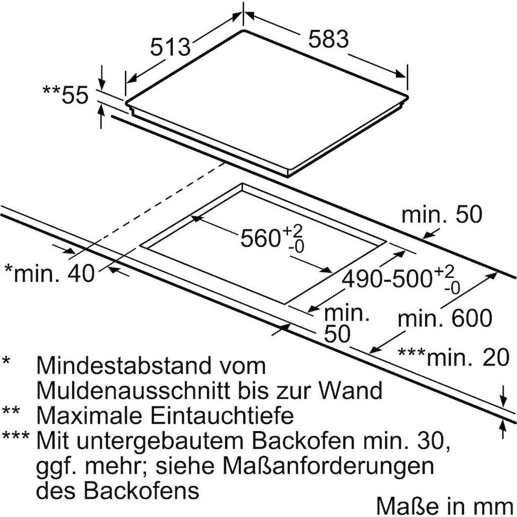 SIEMENS Flex-Induktions-Kochfeld von SCHOTT CERAN®, EX645FXC1E, mit Bratsensor Plus